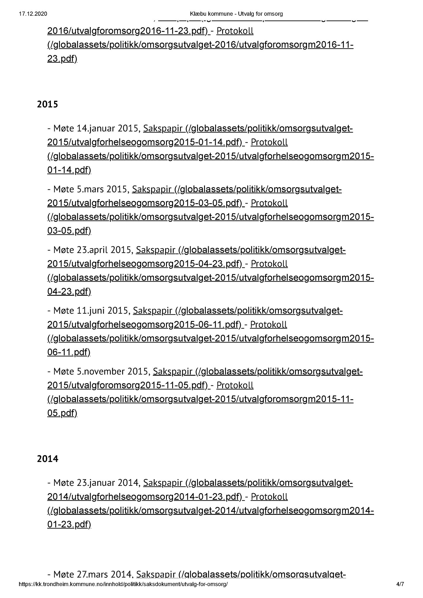 Klæbu Kommune, TRKO/KK/05-UOm/L001: Utvalg for omsorg - Møteoversikt, 2011-2019, p. 4