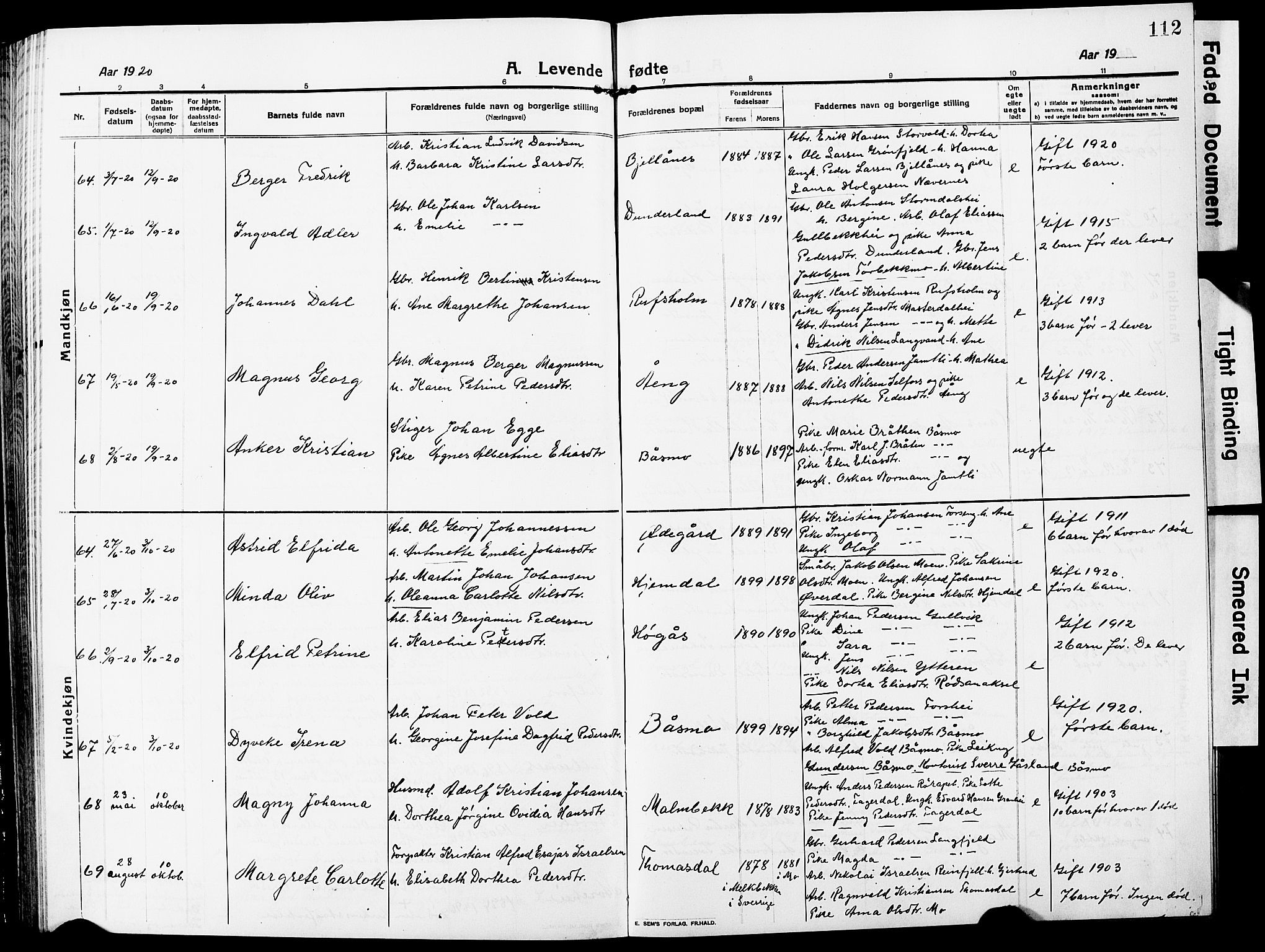 Ministerialprotokoller, klokkerbøker og fødselsregistre - Nordland, AV/SAT-A-1459/827/L0423: Parish register (copy) no. 827C12, 1912-1930, p. 112