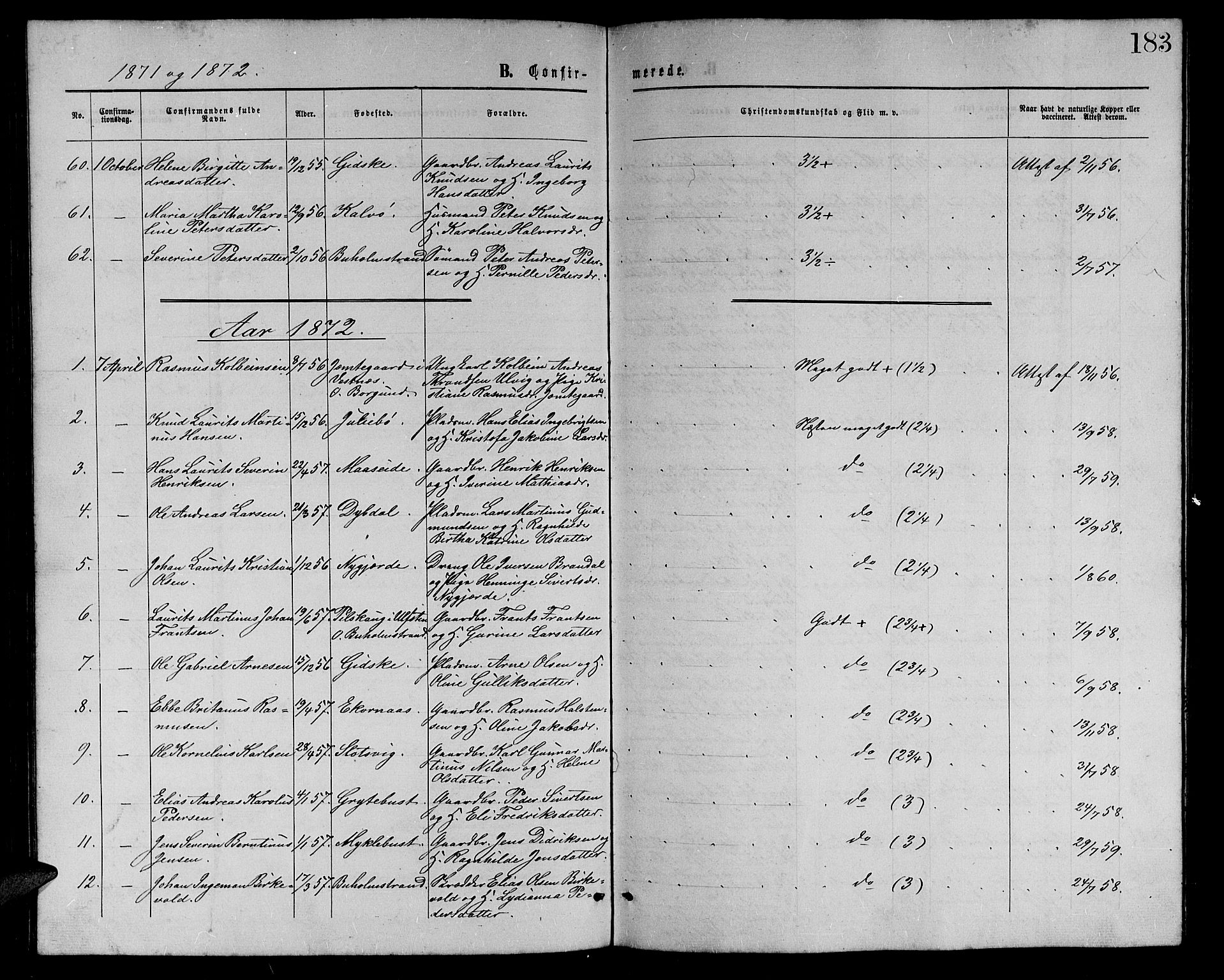 Ministerialprotokoller, klokkerbøker og fødselsregistre - Møre og Romsdal, SAT/A-1454/528/L0428: Parish register (copy) no. 528C09, 1864-1880, p. 183