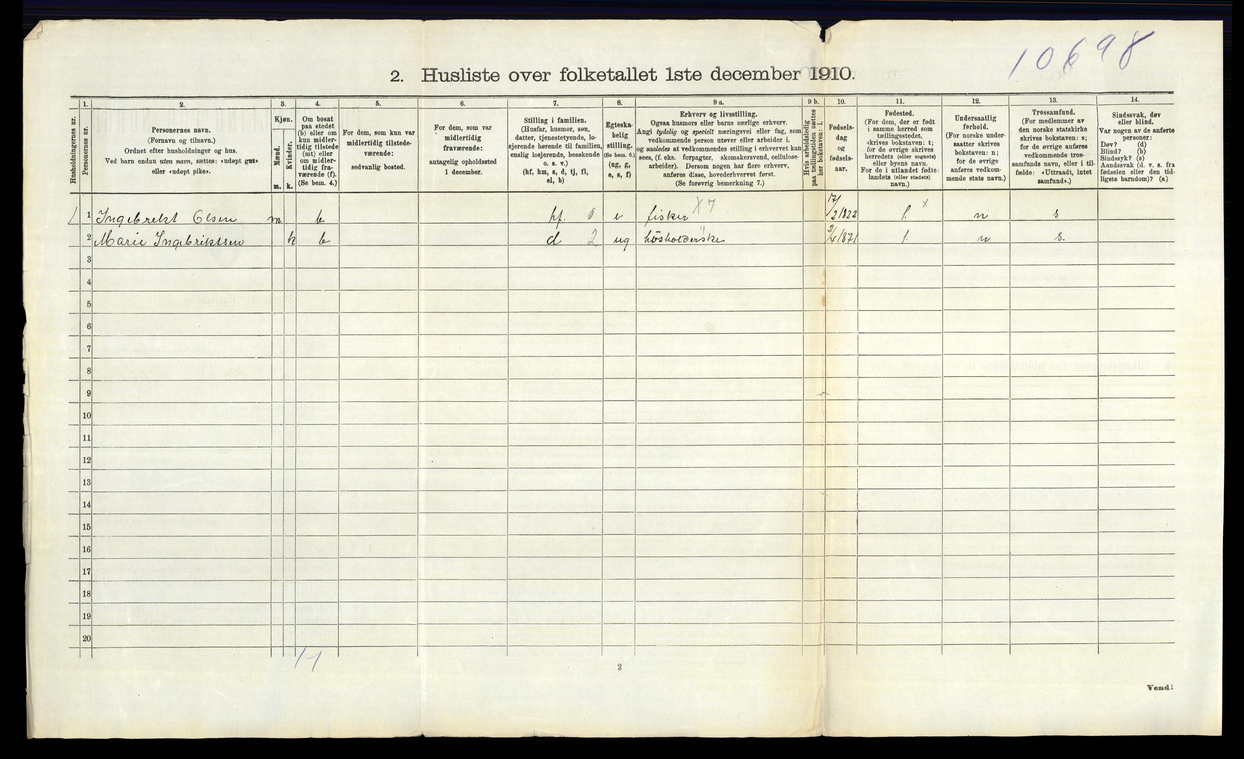 RA, 1910 census for Skjeberg, 1910, p. 1623