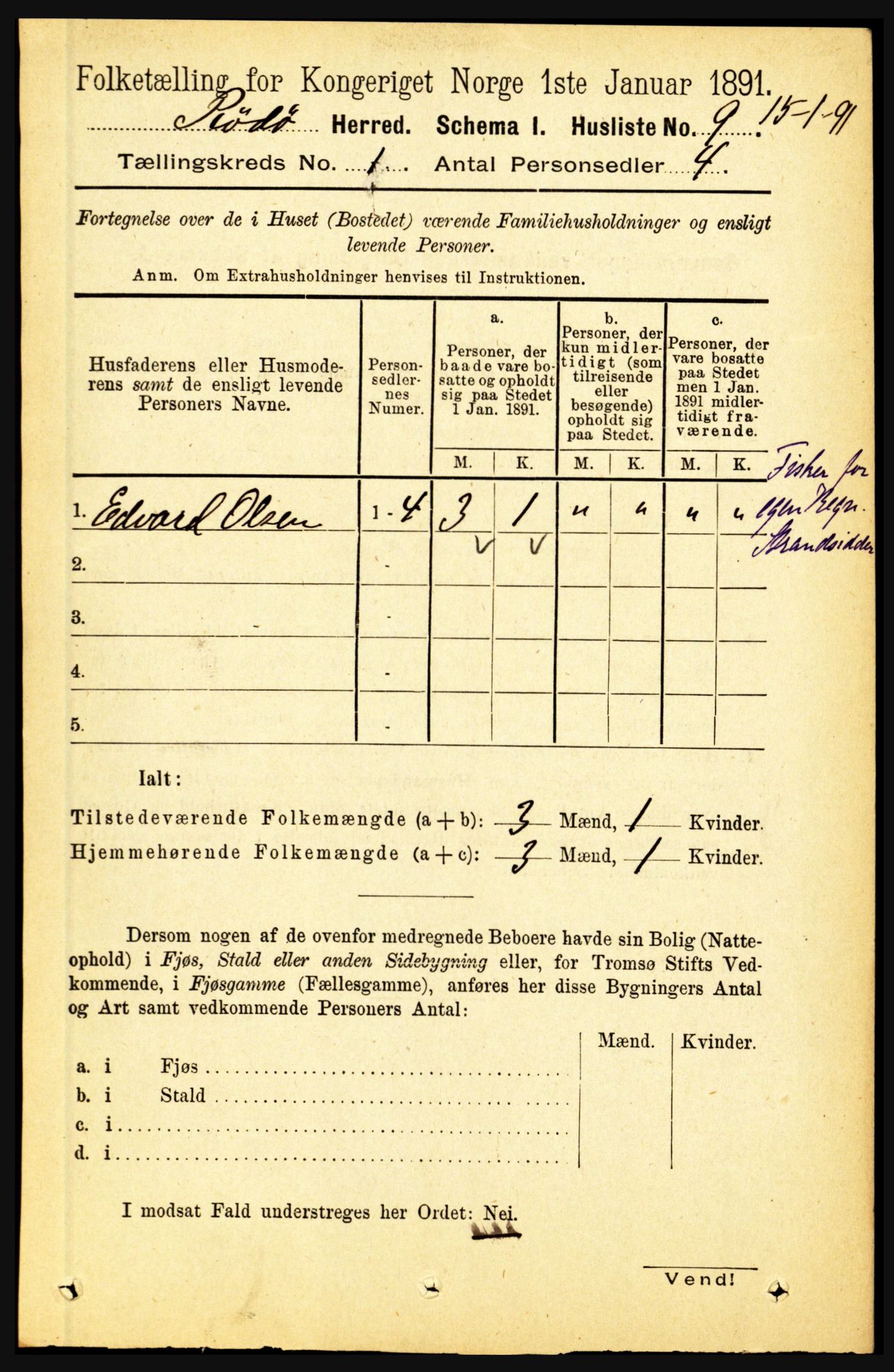 RA, 1891 census for 1836 Rødøy, 1891, p. 26