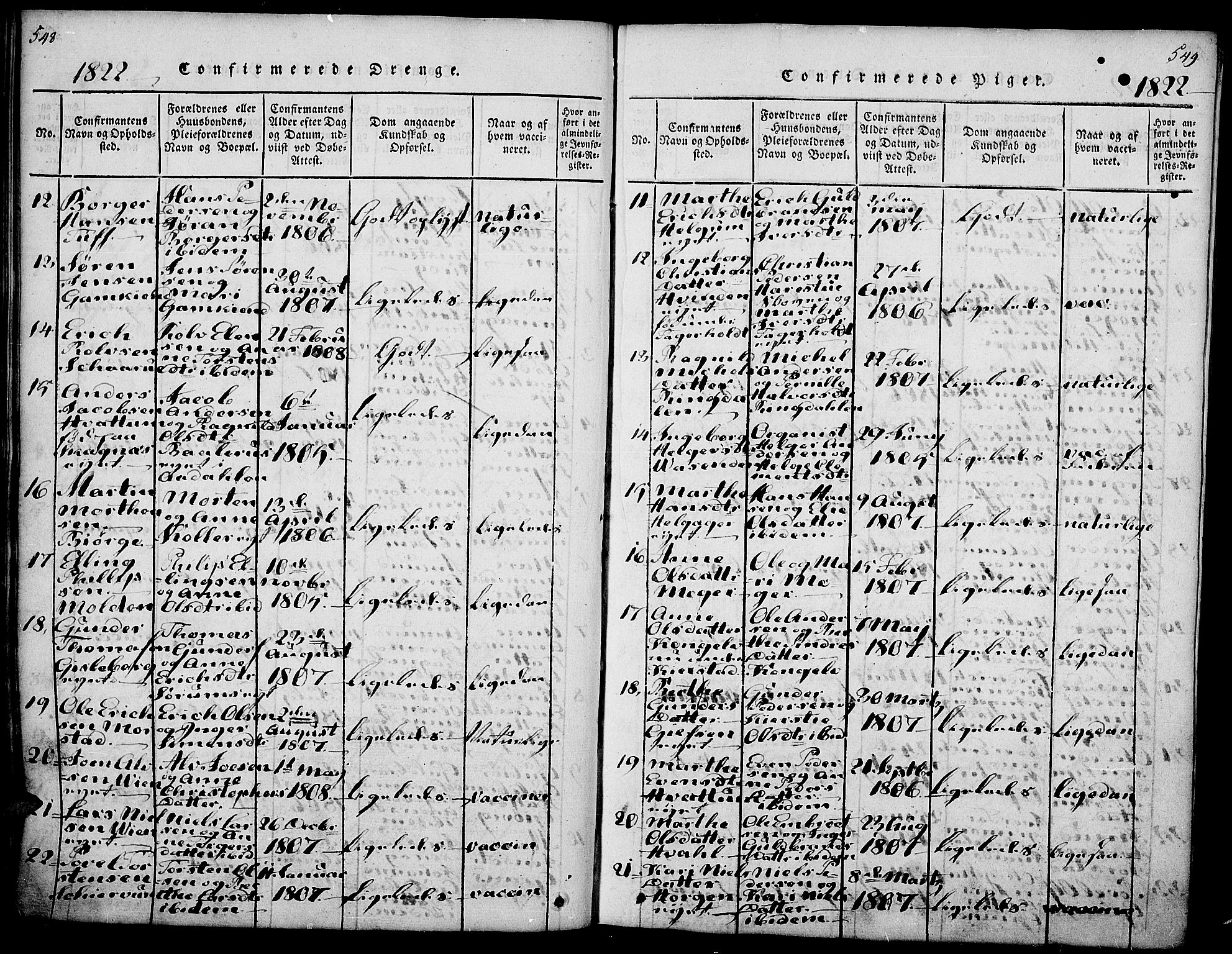 Gran prestekontor, SAH/PREST-112/H/Ha/Haa/L0009: Parish register (official) no. 9, 1815-1824, p. 548-549
