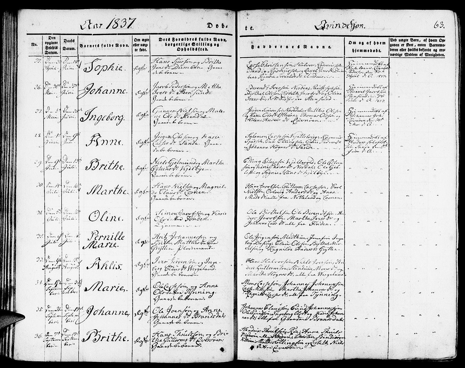 Gulen sokneprestembete, SAB/A-80201/H/Haa/Haaa/L0020: Parish register (official) no. A 20, 1837-1847, p. 63
