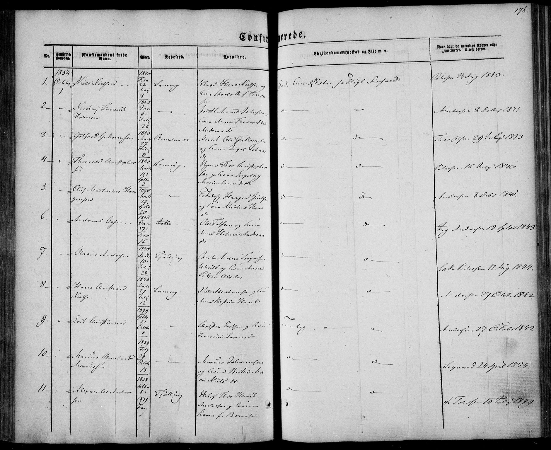 Larvik kirkebøker, AV/SAKO-A-352/F/Fa/L0003: Parish register (official) no. I 3, 1848-1856, p. 178