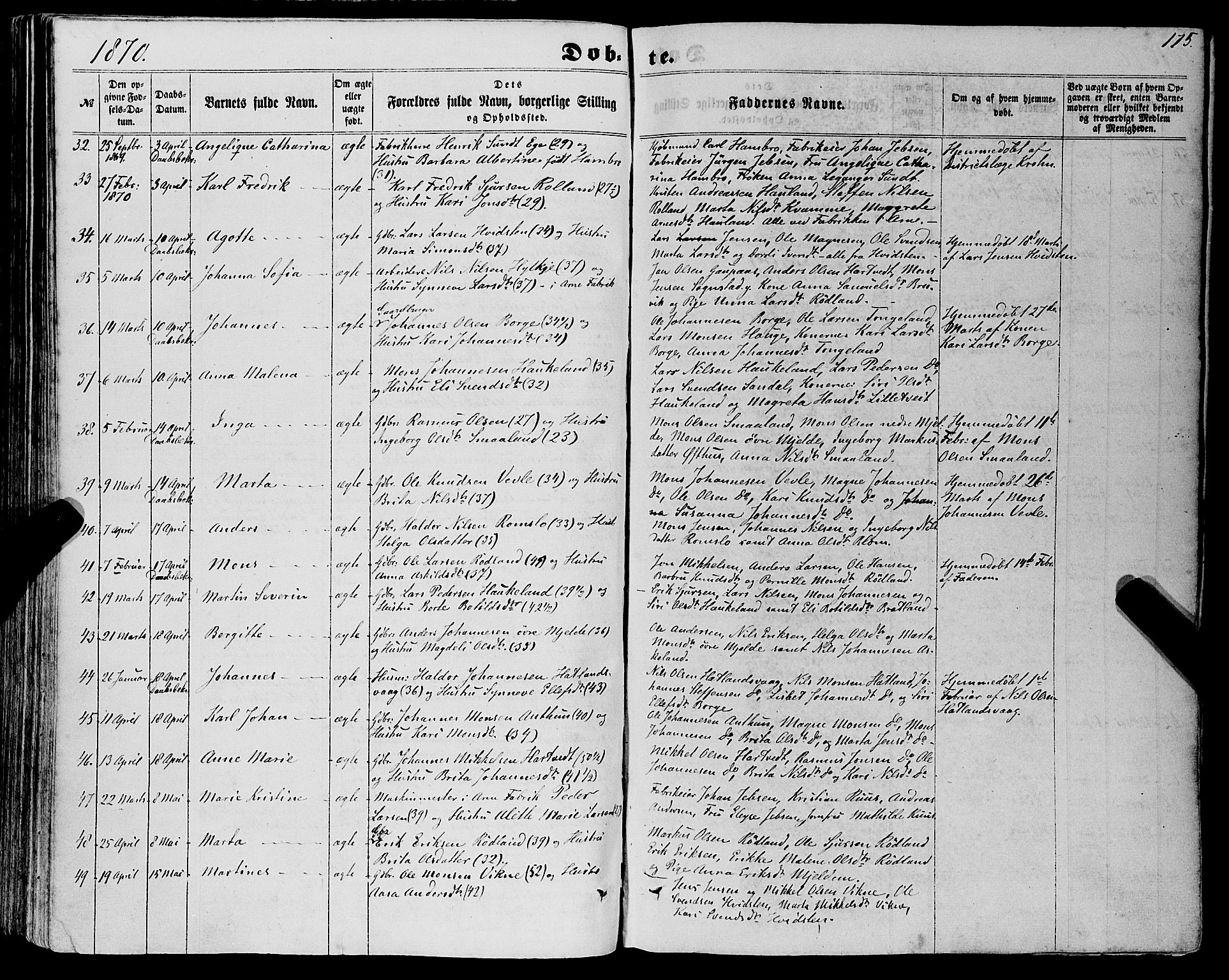 Haus sokneprestembete, AV/SAB-A-75601/H/Haa: Parish register (official) no. A 17, 1858-1870, p. 175