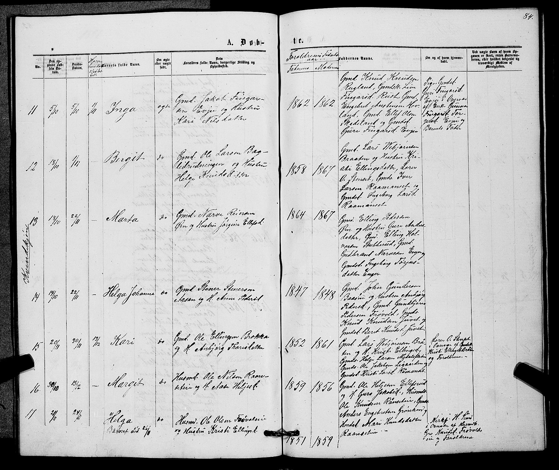 Sigdal kirkebøker, AV/SAKO-A-245/G/Gb/L0002: Parish register (copy) no. II 2, 1875-1900, p. 84