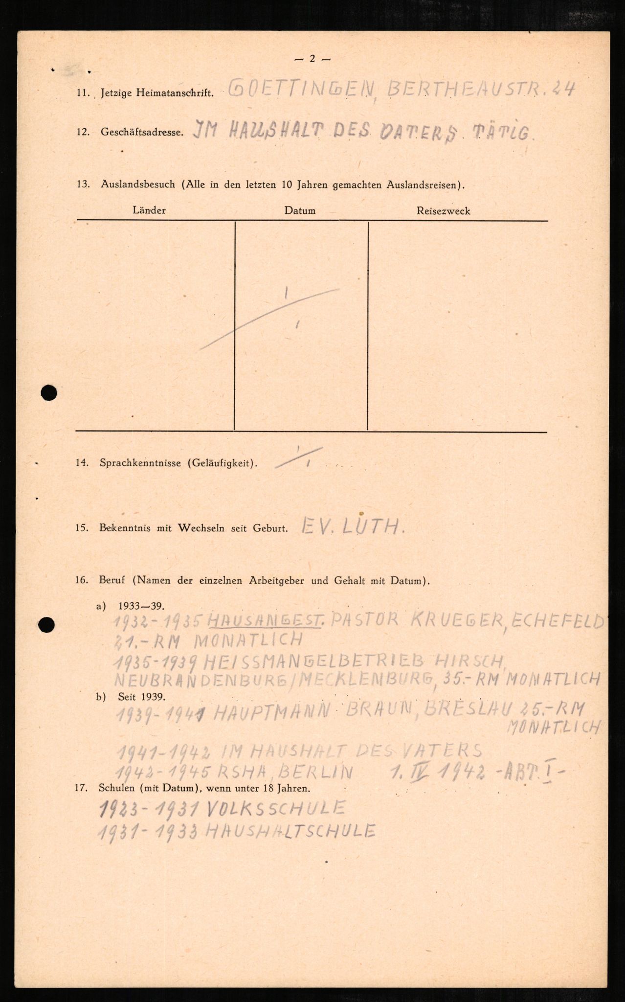 Forsvaret, Forsvarets overkommando II, AV/RA-RAFA-3915/D/Db/L0003: CI Questionaires. Tyske okkupasjonsstyrker i Norge. Tyskere., 1945-1946, p. 173