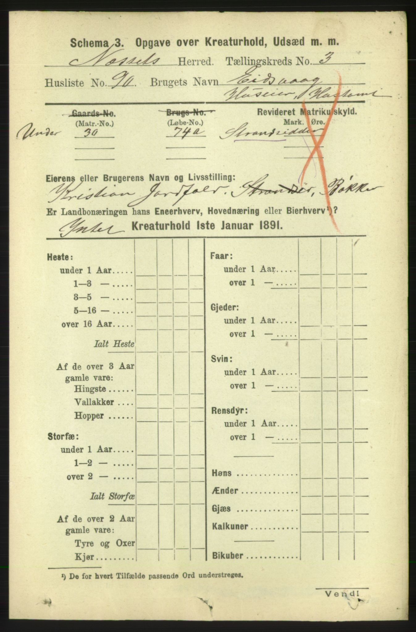 RA, 1891 census for 1543 Nesset, 1891, p. 2545