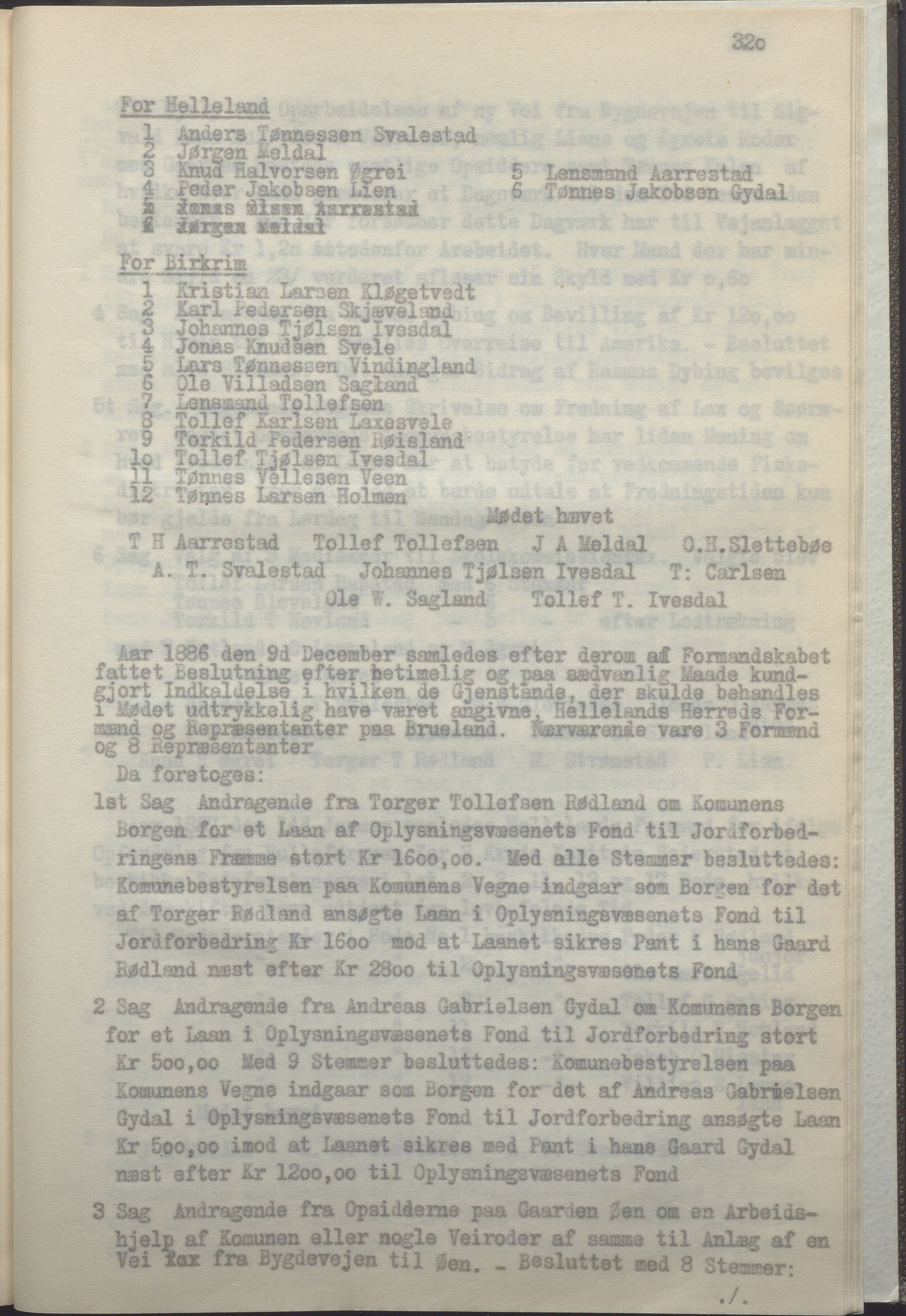 Helleland kommune - Formannskapet, IKAR/K-100479/A/Ab/L0002: Avskrift av møtebok, 1866-1887, p. 320