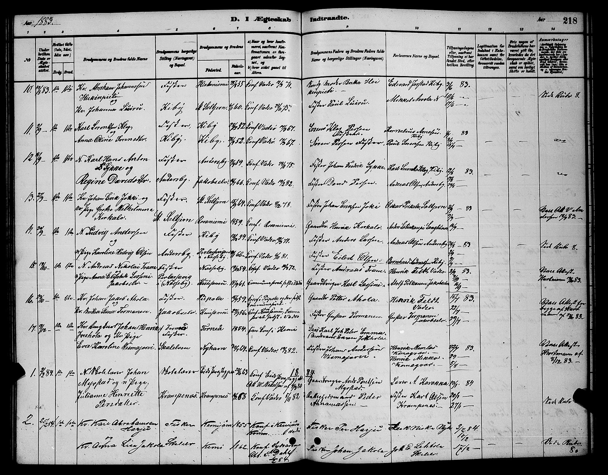 Vadsø sokneprestkontor, SATØ/S-1325/H/Hb/L0003klokker: Parish register (copy) no. 3, 1881-1901, p. 218