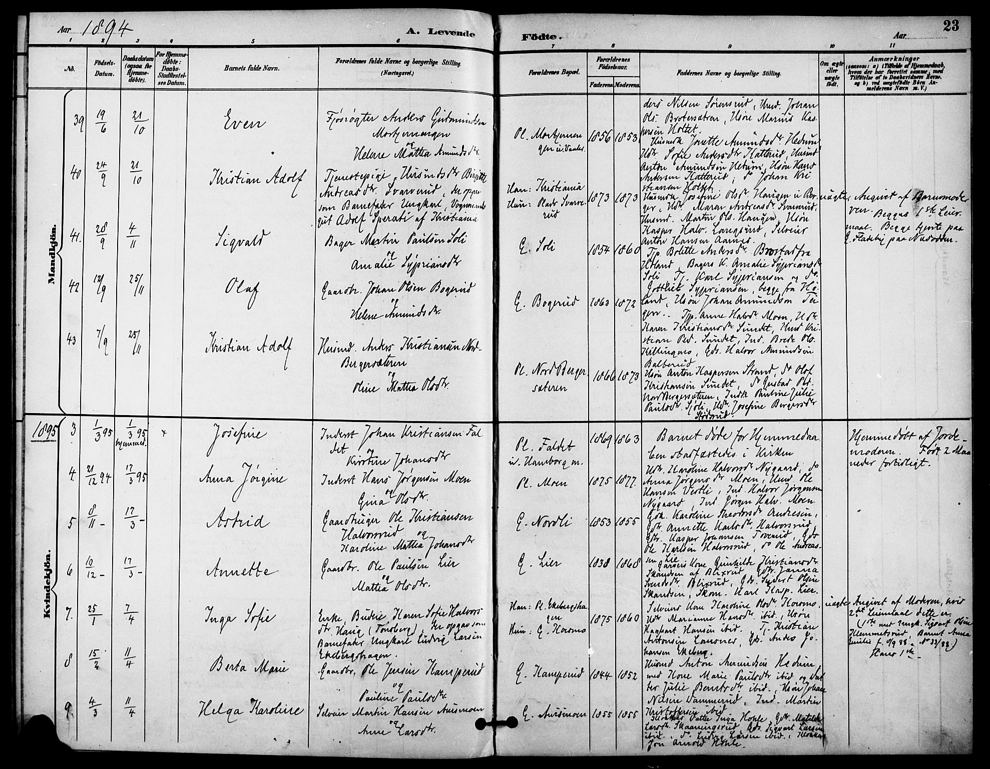 Aurskog prestekontor Kirkebøker, AV/SAO-A-10304a/F/Fa/L0009: Parish register (official) no. I 9, 1891-1898, p. 23