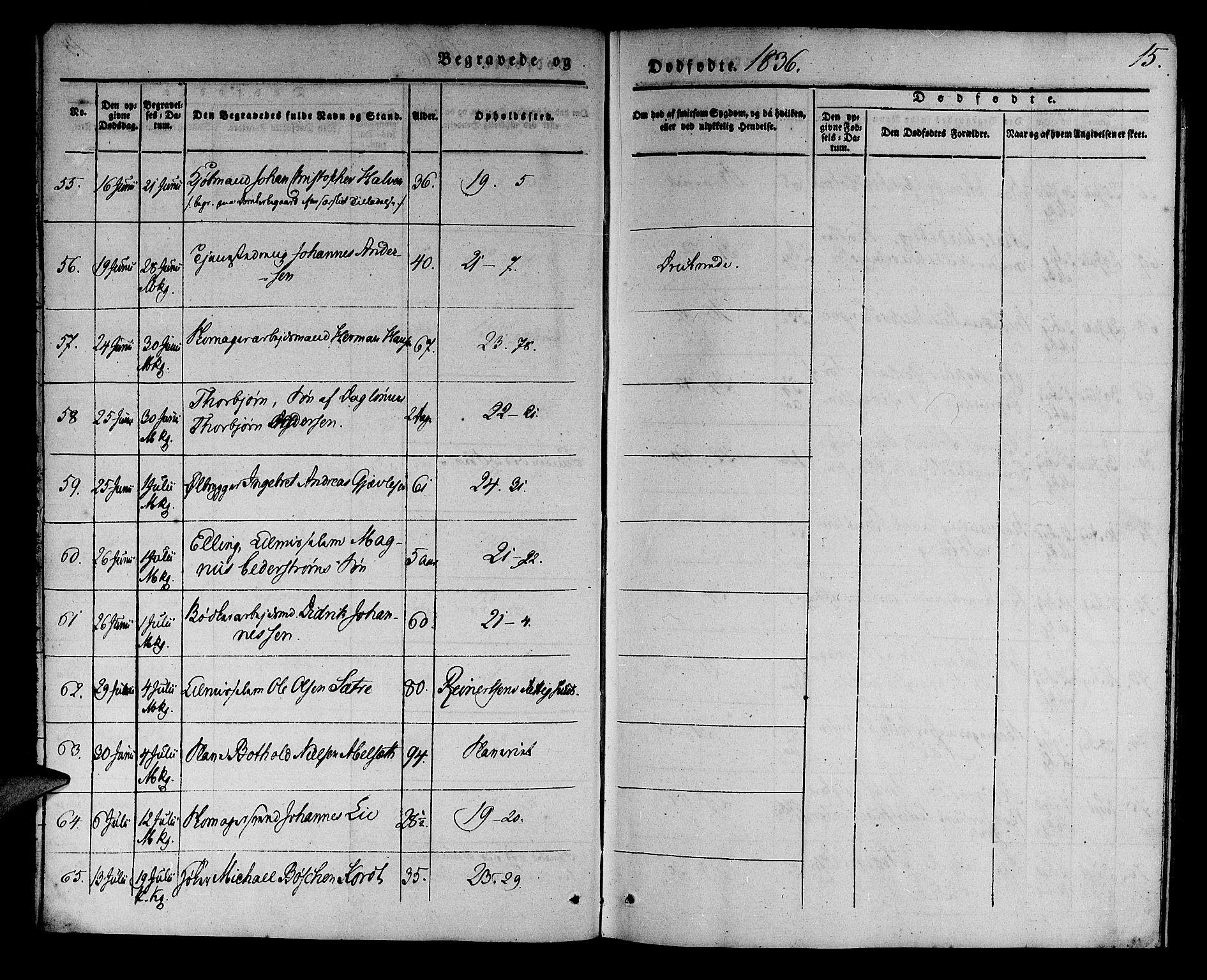 Korskirken sokneprestembete, SAB/A-76101/H/Haa/L0043: Parish register (official) no. E 1, 1834-1848, p. 15