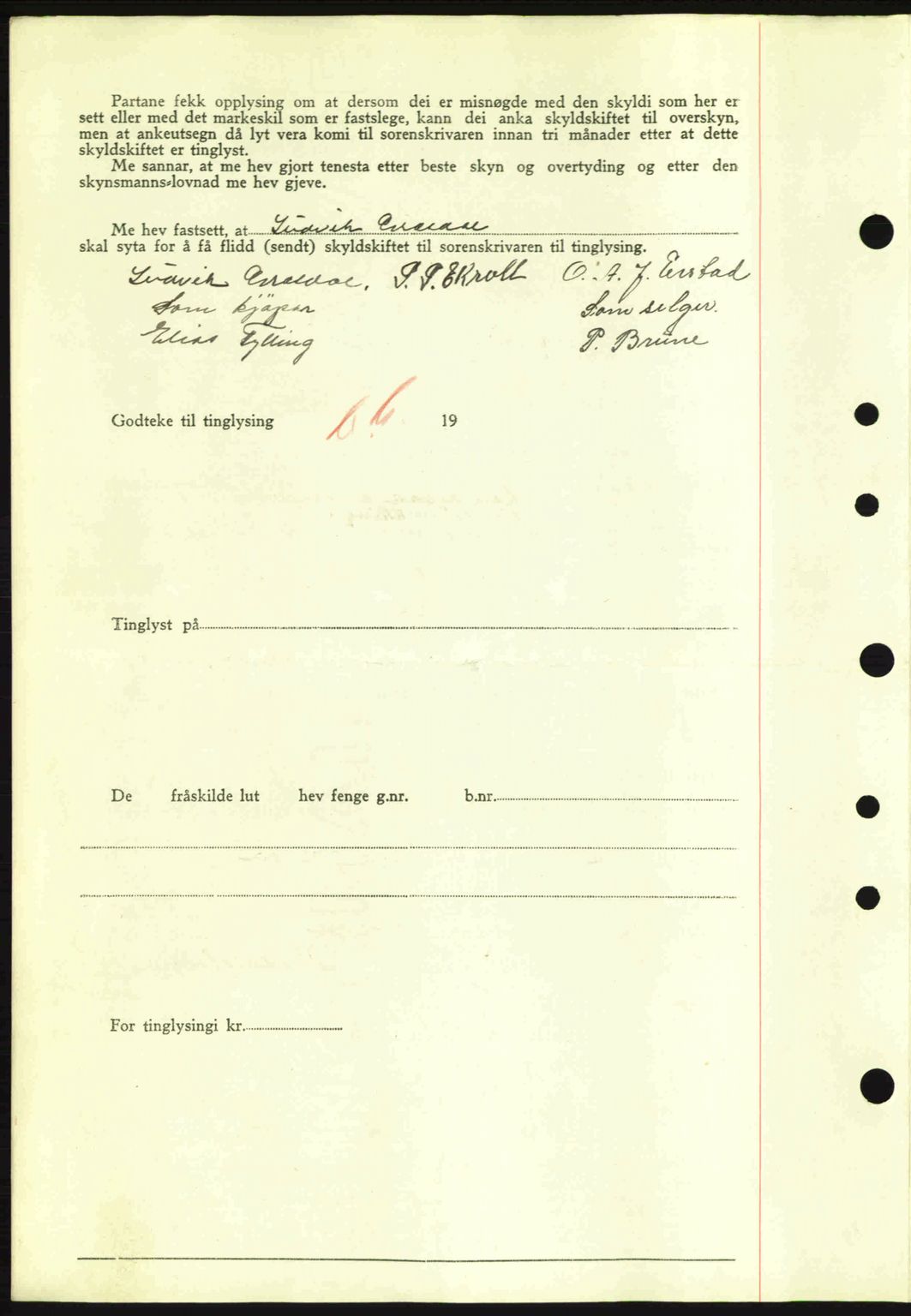 Nordre Sunnmøre sorenskriveri, AV/SAT-A-0006/1/2/2C/2Ca: Mortgage book no. A10, 1940-1941, Diary no: : 1693/1940