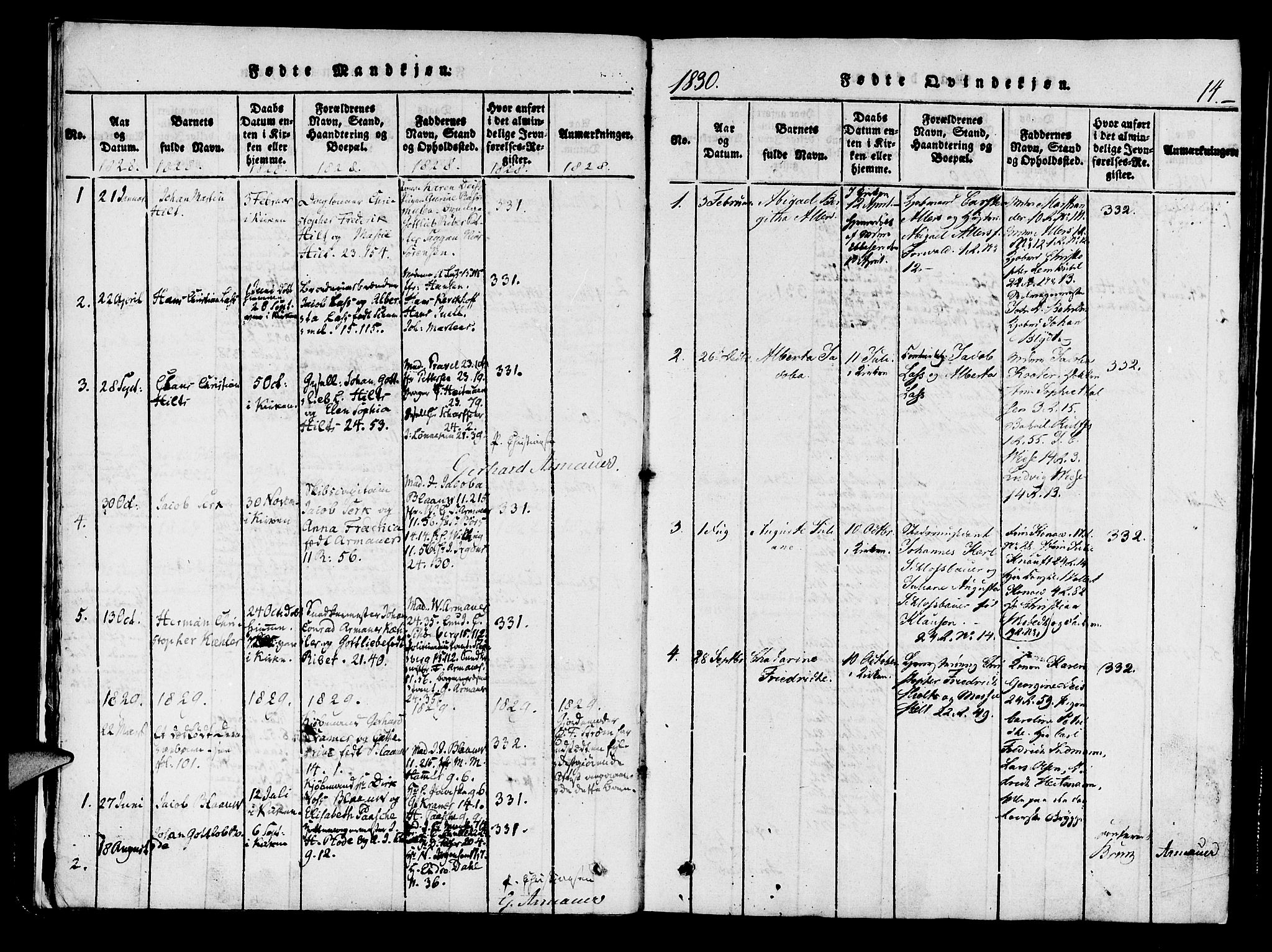 Mariakirken Sokneprestembete, SAB/A-76901/H/Haa/L0005: Parish register (official) no. A 5, 1815-1845, p. 14