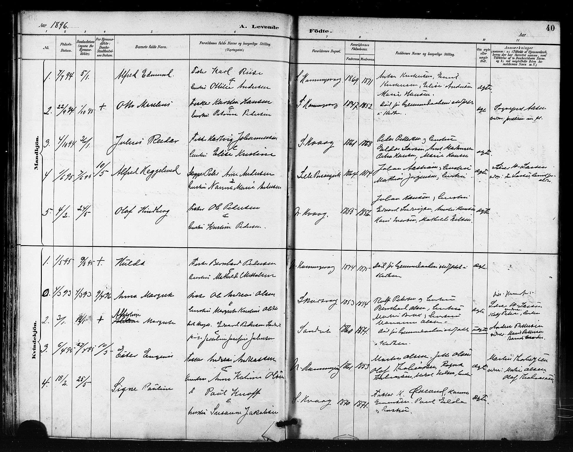 Måsøy sokneprestkontor, AV/SATØ-S-1348/H/Ha/L0007kirke: Parish register (official) no. 7, 1887-1899, p. 40