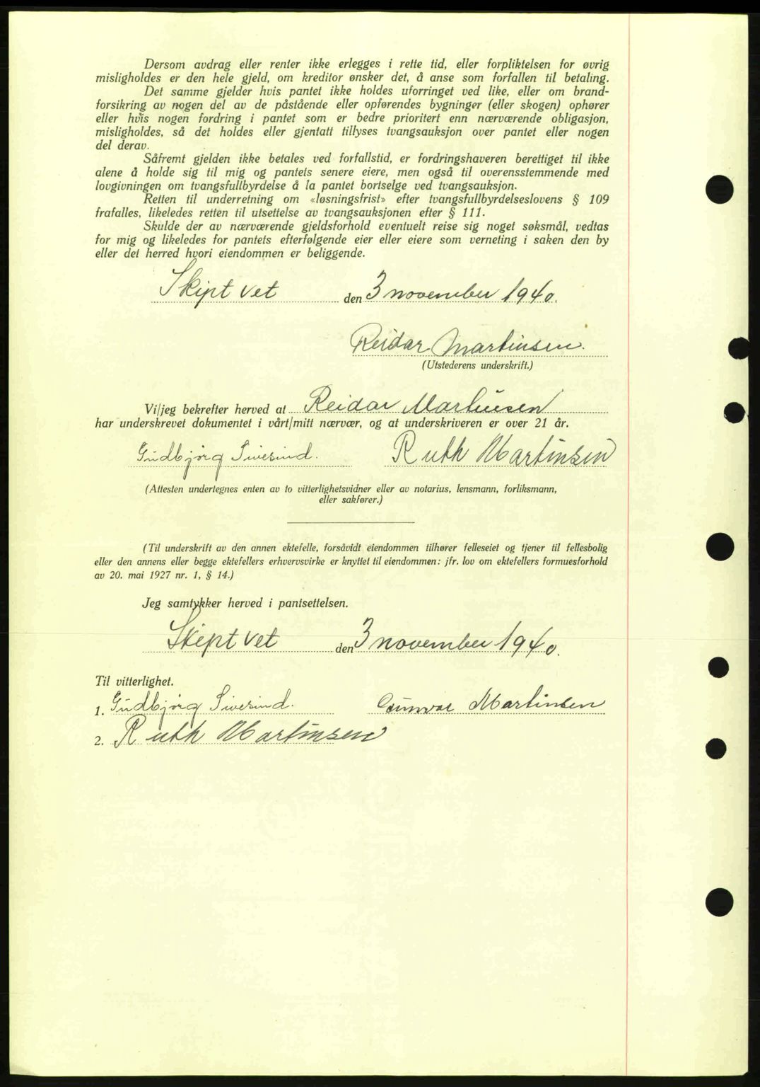 Moss sorenskriveri, AV/SAO-A-10168: Mortgage book no. B10, 1940-1941, Diary no: : 1708/1940