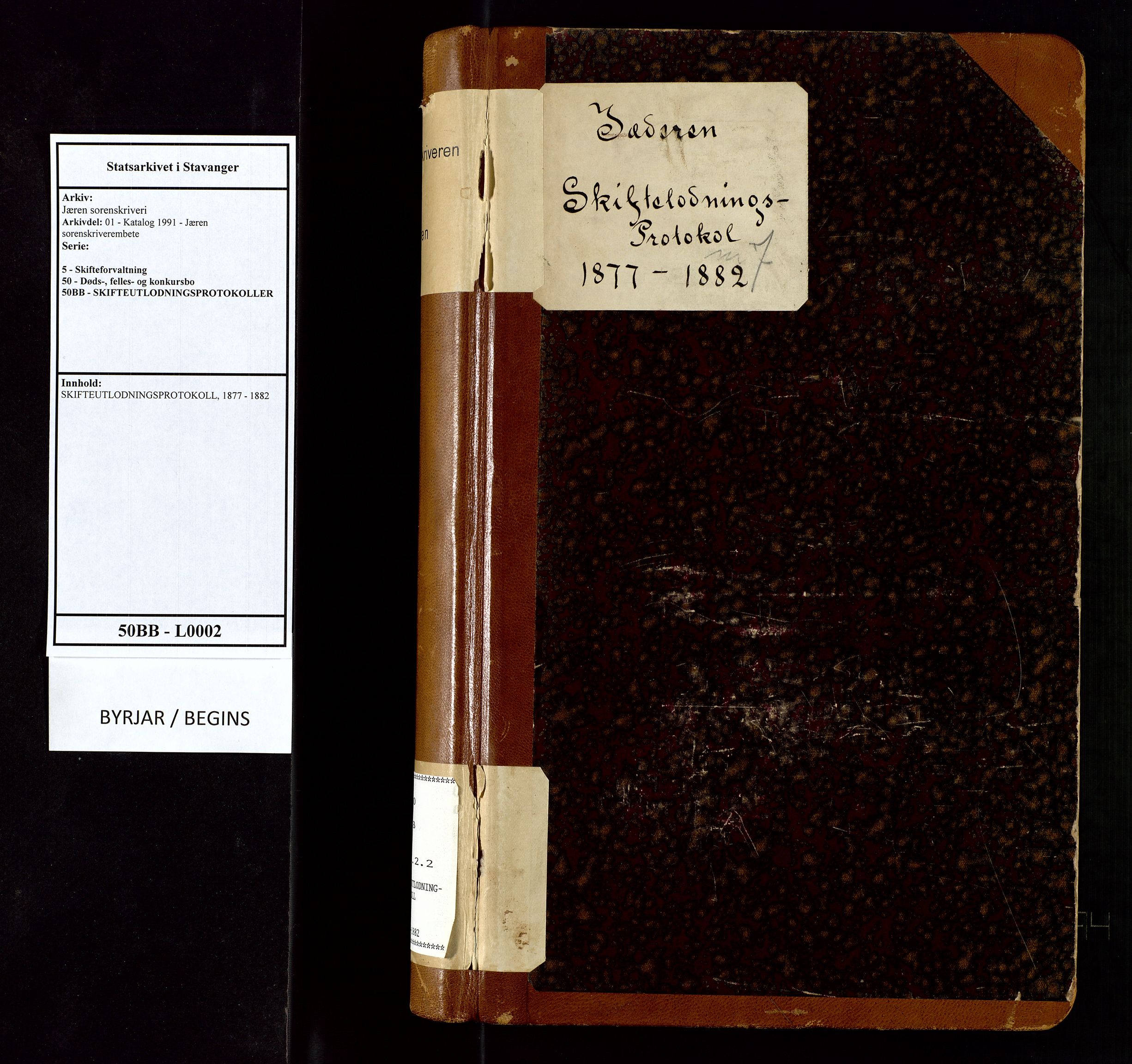 Jæren sorenskriveri, AV/SAST-A-100310/01/5/50/50BB/L0002: SKIFTEUTLODNINGSPROTOKOLL, 1877-1882