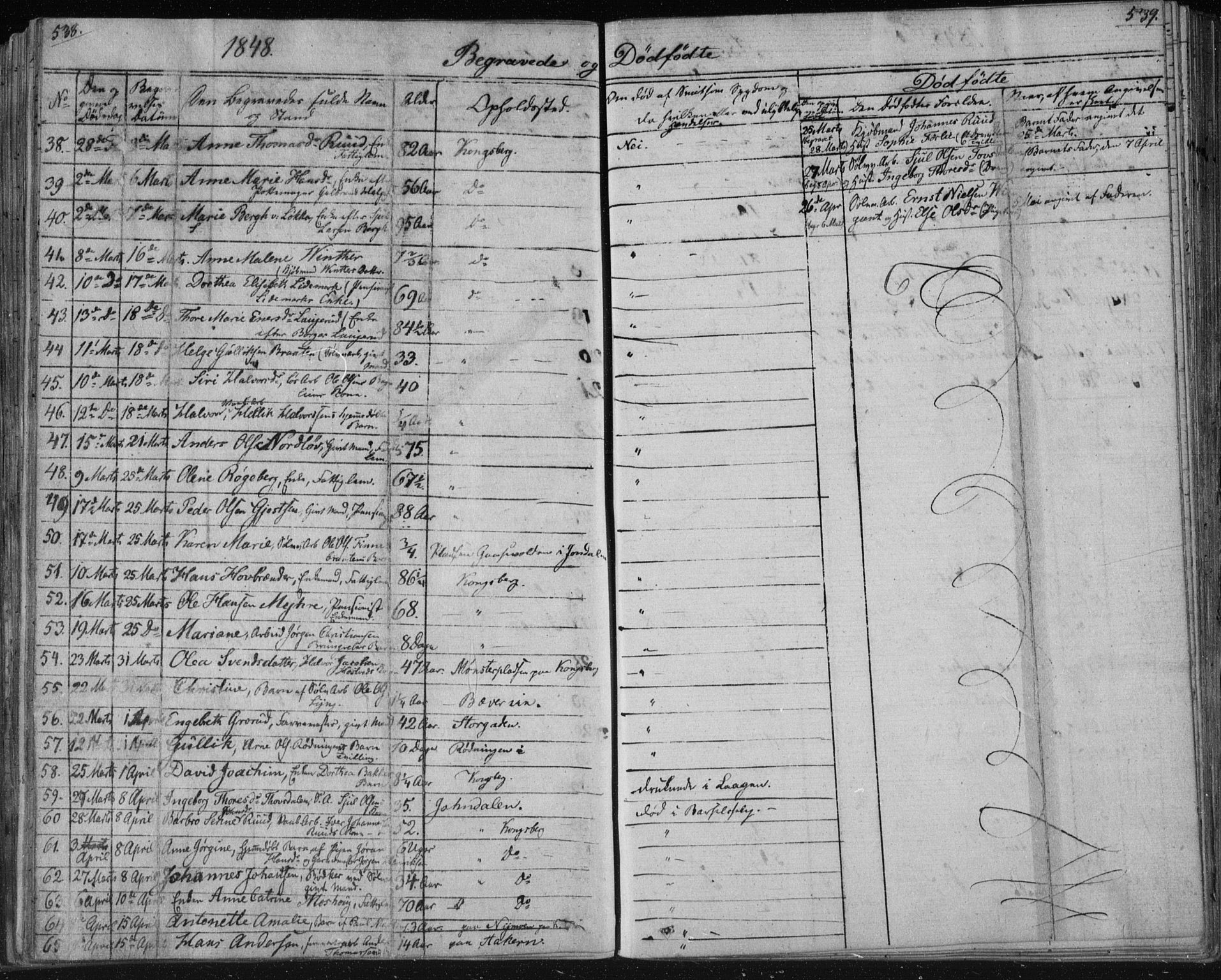 Kongsberg kirkebøker, AV/SAKO-A-22/F/Fa/L0009: Parish register (official) no. I 9, 1839-1858, p. 538-539