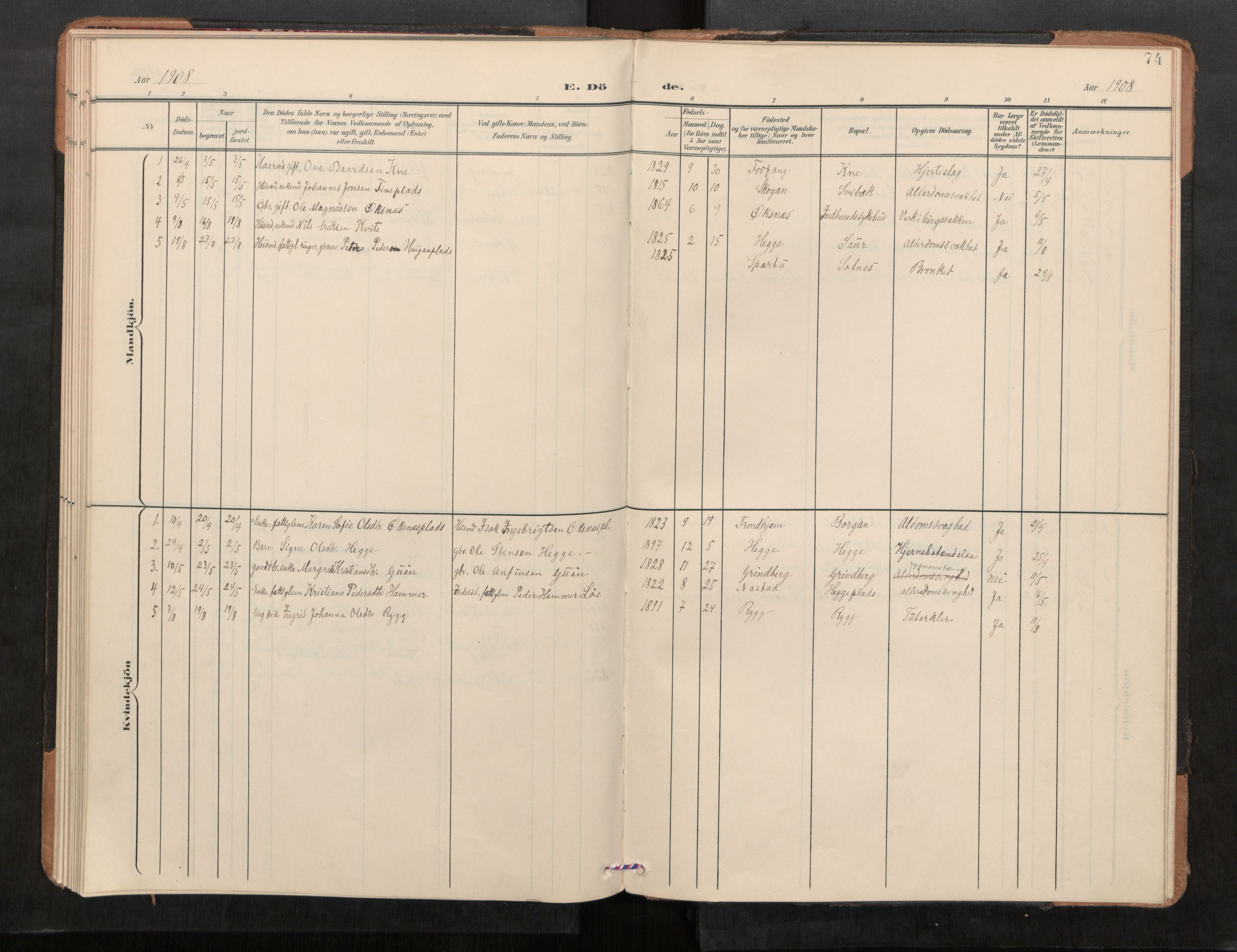 Stod sokneprestkontor, AV/SAT-A-1164/1/I/I1/I1a/L0001: Parish register (official) no. 1, 1900-1912, p. 74