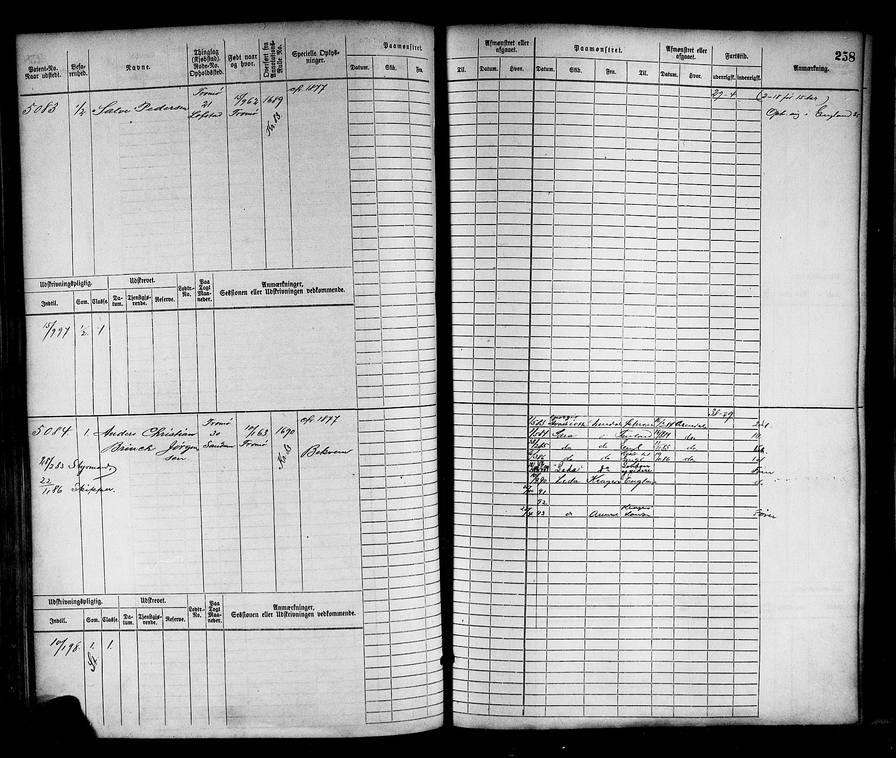 Arendal mønstringskrets, SAK/2031-0012/F/Fb/L0016: Hovedrulle nr 4569-5322, S-14, 1879-1900, p. 268