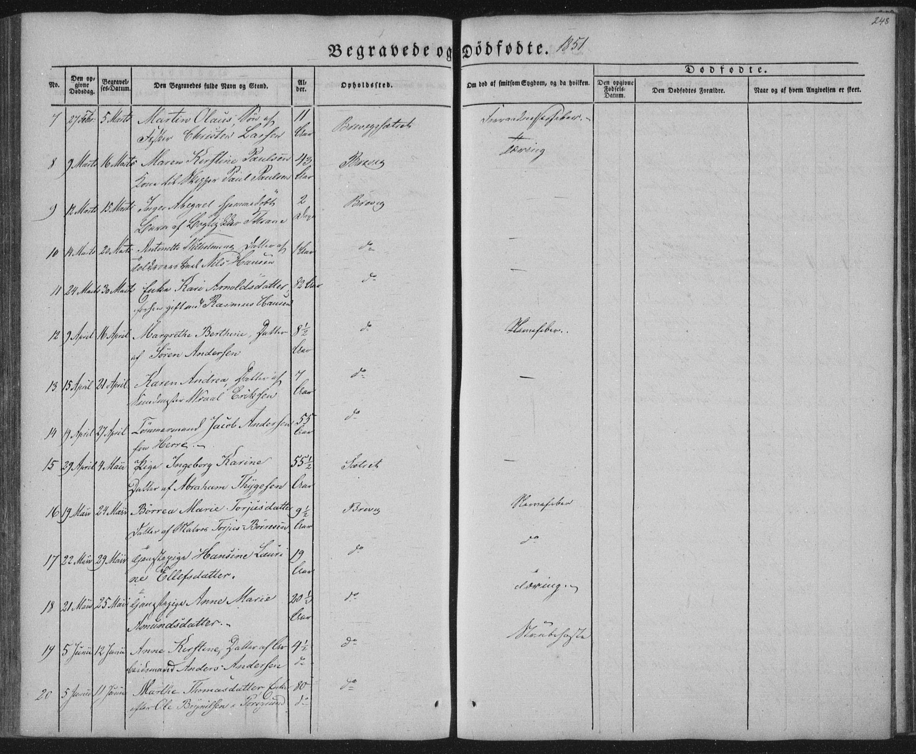 Brevik kirkebøker, AV/SAKO-A-255/F/Fa/L0005: Parish register (official) no. 5, 1847-1865, p. 248