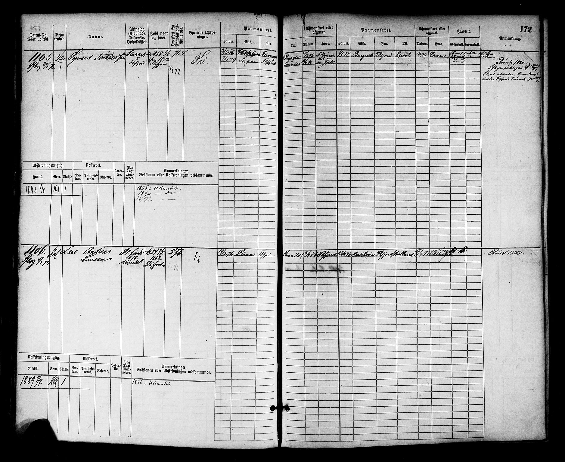 Flekkefjord mønstringskrets, SAK/2031-0018/F/Fb/L0002: Hovedrulle nr 765-1514, N-5, 1868-1900, p. 175