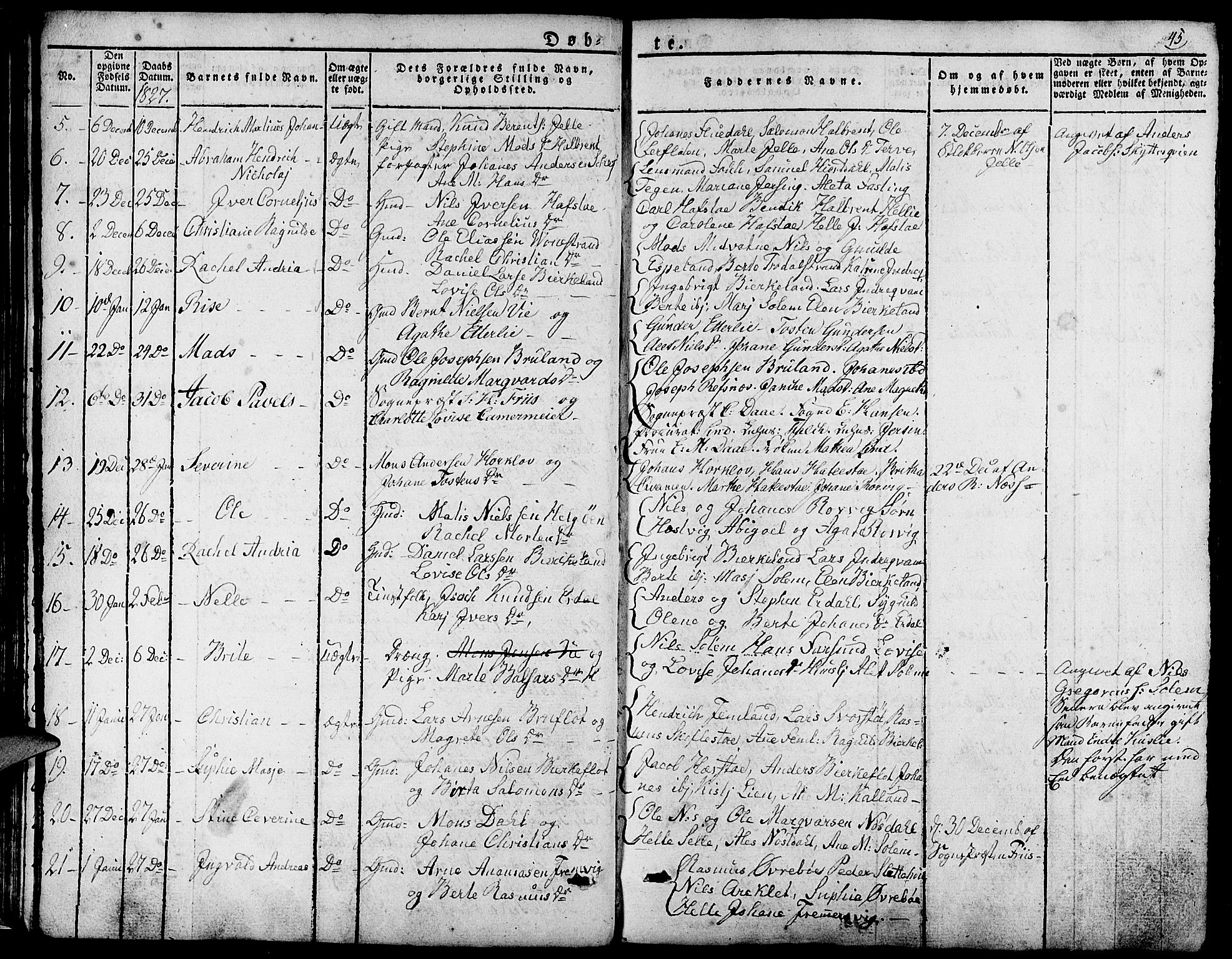 Førde sokneprestembete, AV/SAB-A-79901/H/Haa/Haaa/L0006: Parish register (official) no. A 6, 1821-1842, p. 45