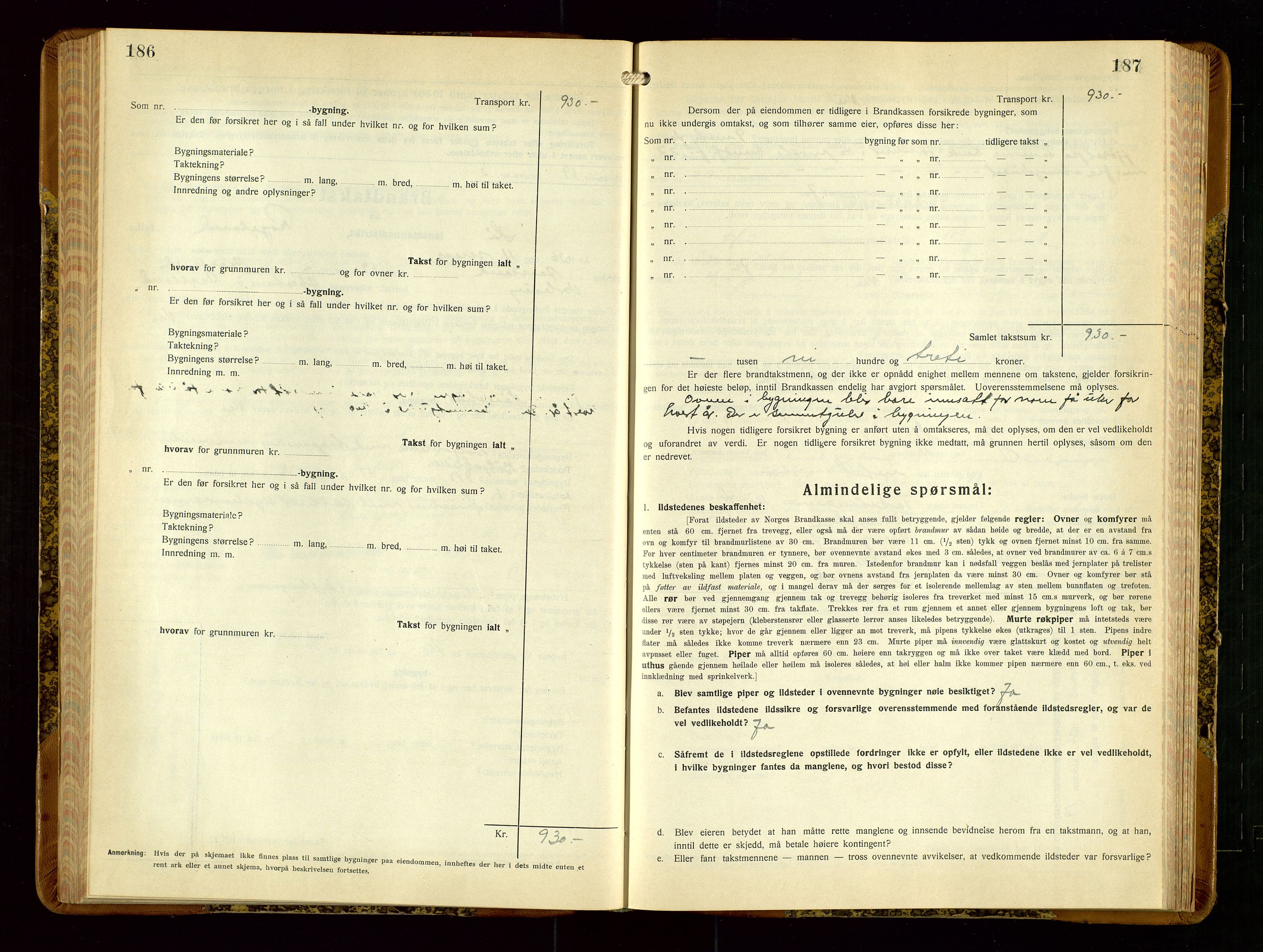 Hå lensmannskontor, AV/SAST-A-100456/Goa/L0006: Takstprotokoll (skjema), 1932-1938, p. 186-187