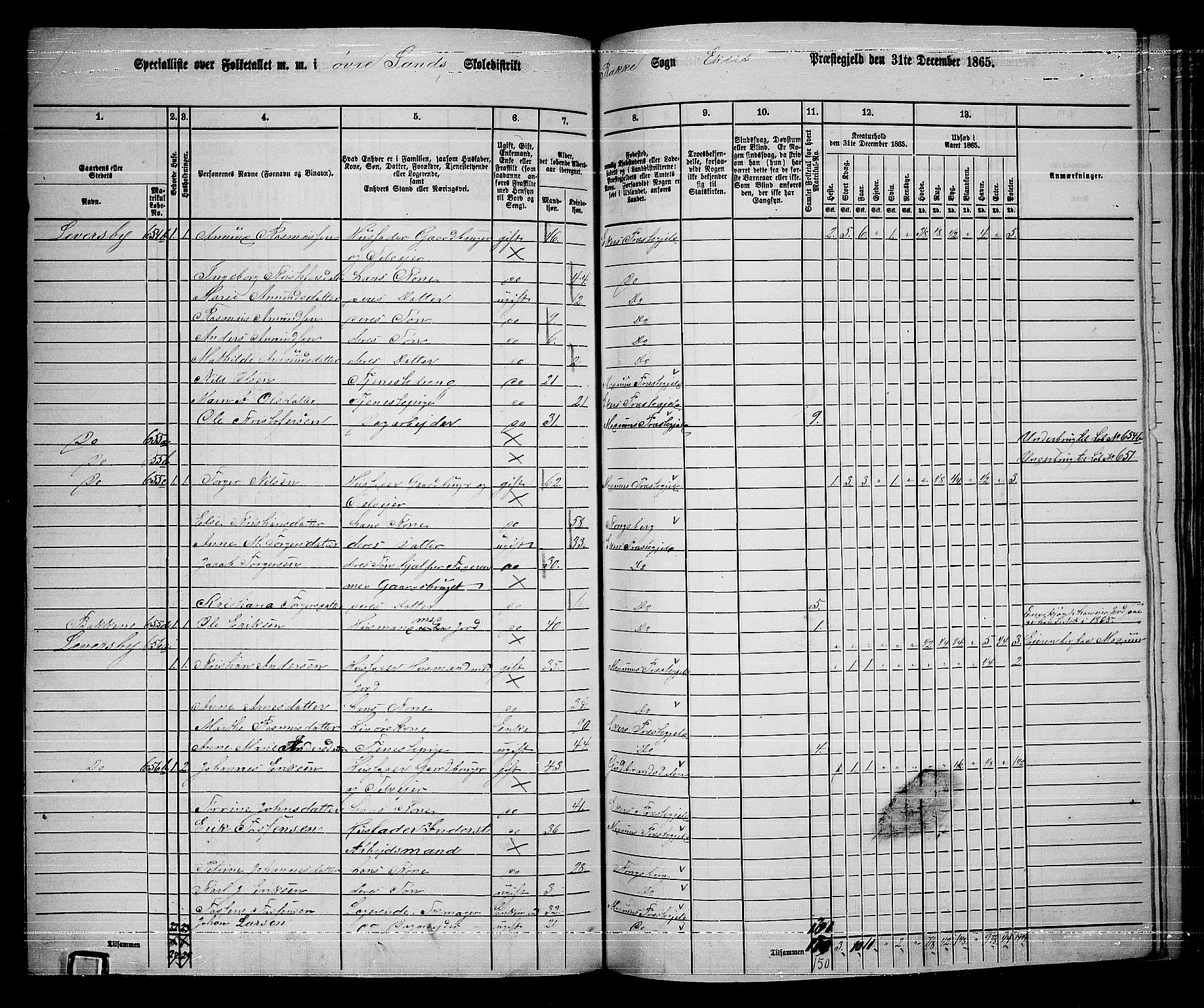 RA, 1865 census for Eiker, 1865, p. 458