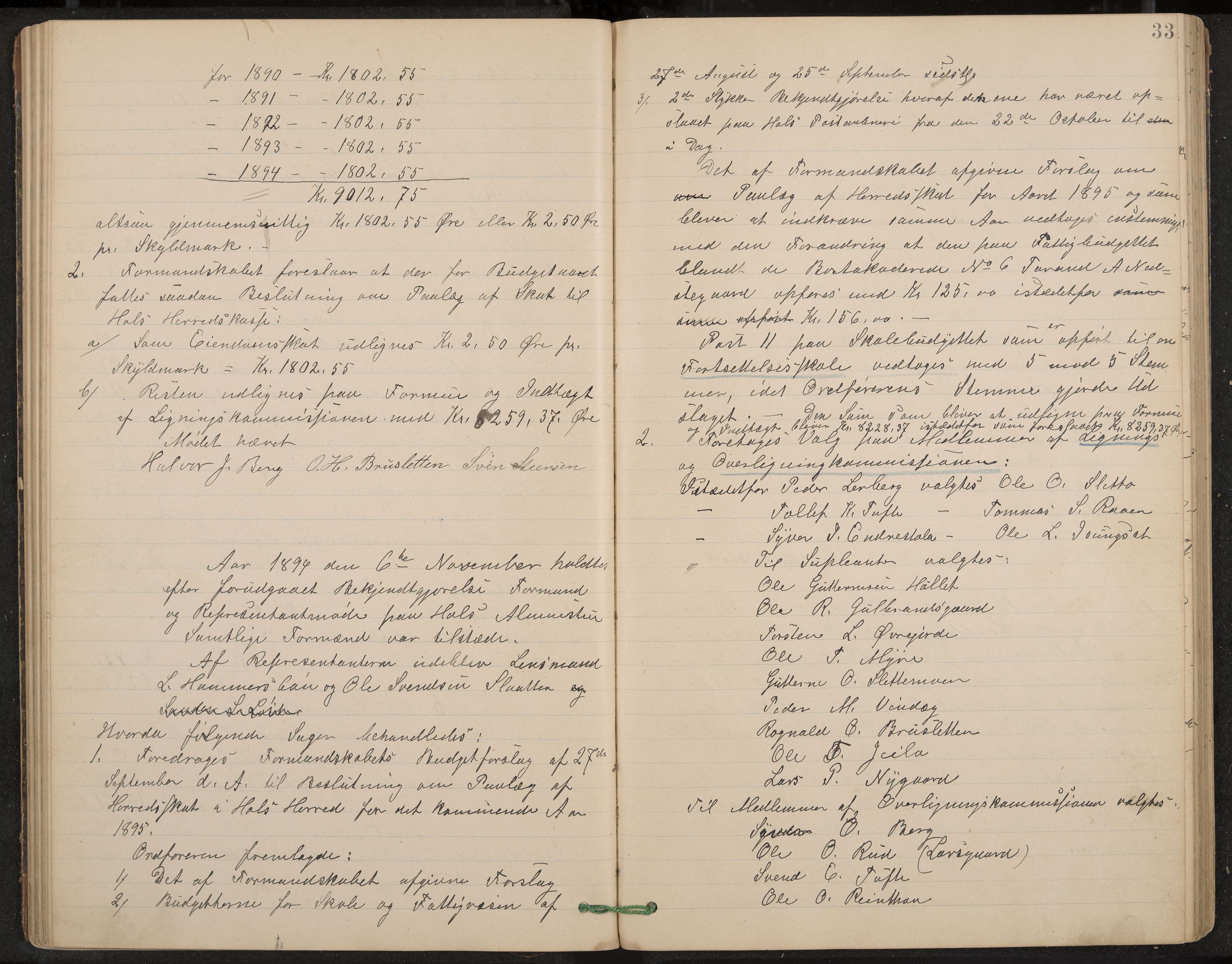 Hol formannskap og sentraladministrasjon, IKAK/0620021-1/A/L0002: Møtebok, 1893-1897, p. 33