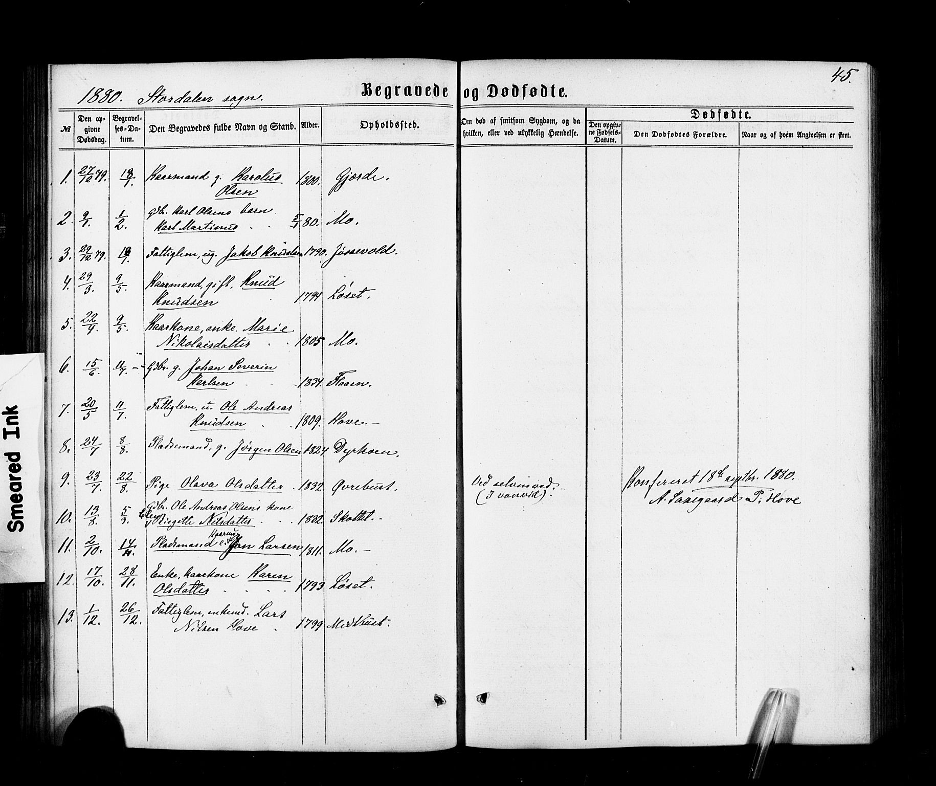 Ministerialprotokoller, klokkerbøker og fødselsregistre - Møre og Romsdal, SAT/A-1454/520/L0282: Parish register (official) no. 520A11, 1862-1881, p. 45