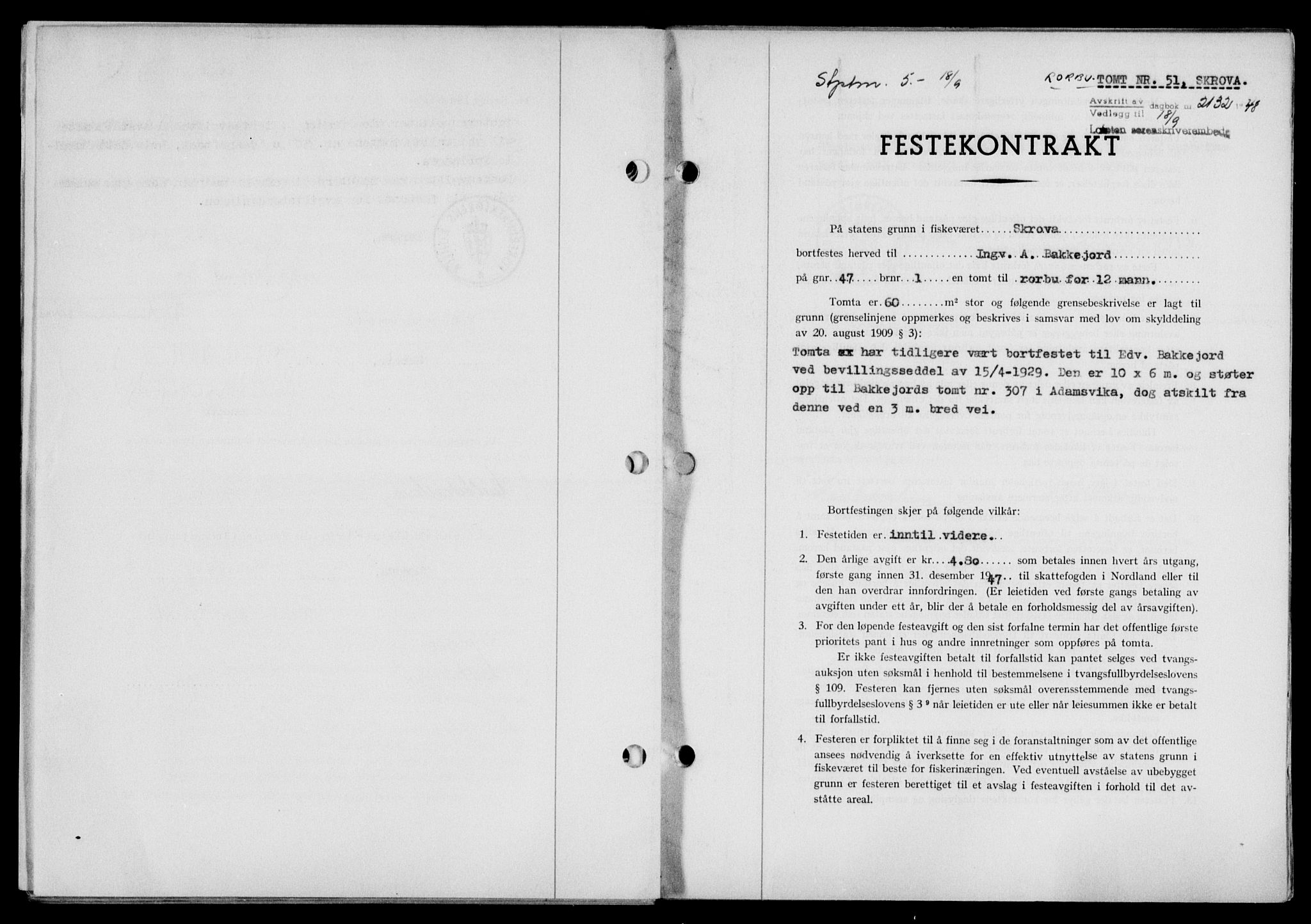 Lofoten sorenskriveri, SAT/A-0017/1/2/2C/L0019a: Mortgage book no. 19a, 1948-1948, Diary no: : 2132/1948