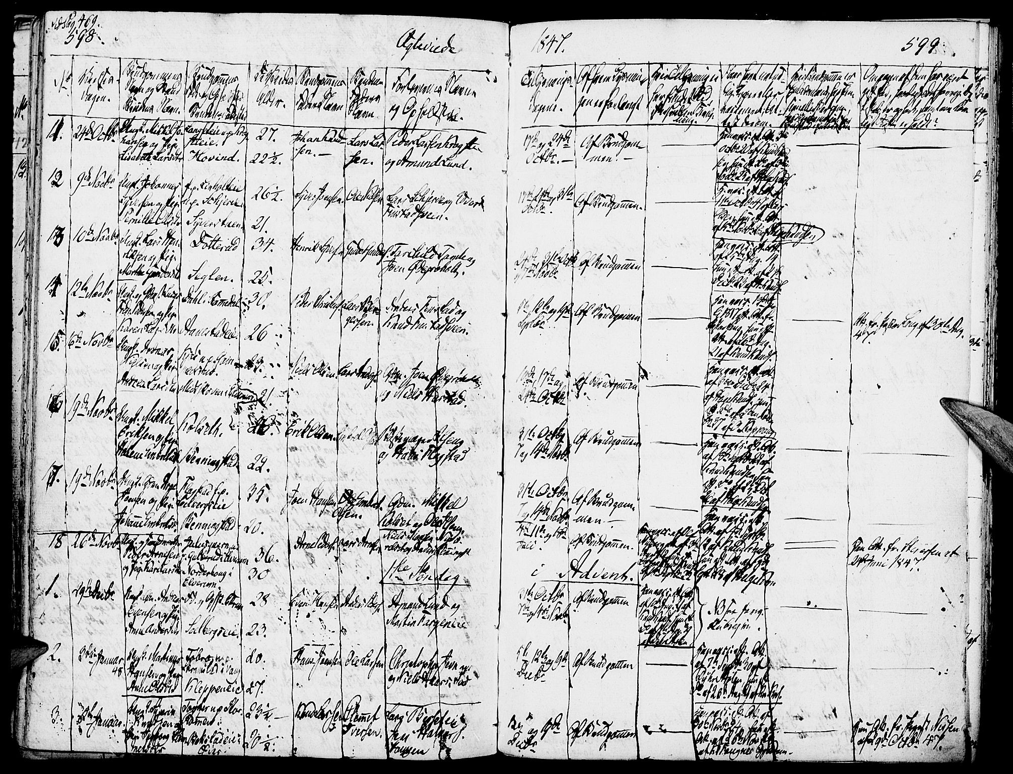 Løten prestekontor, SAH/PREST-022/K/Ka/L0006: Parish register (official) no. 6, 1832-1849, p. 598-599