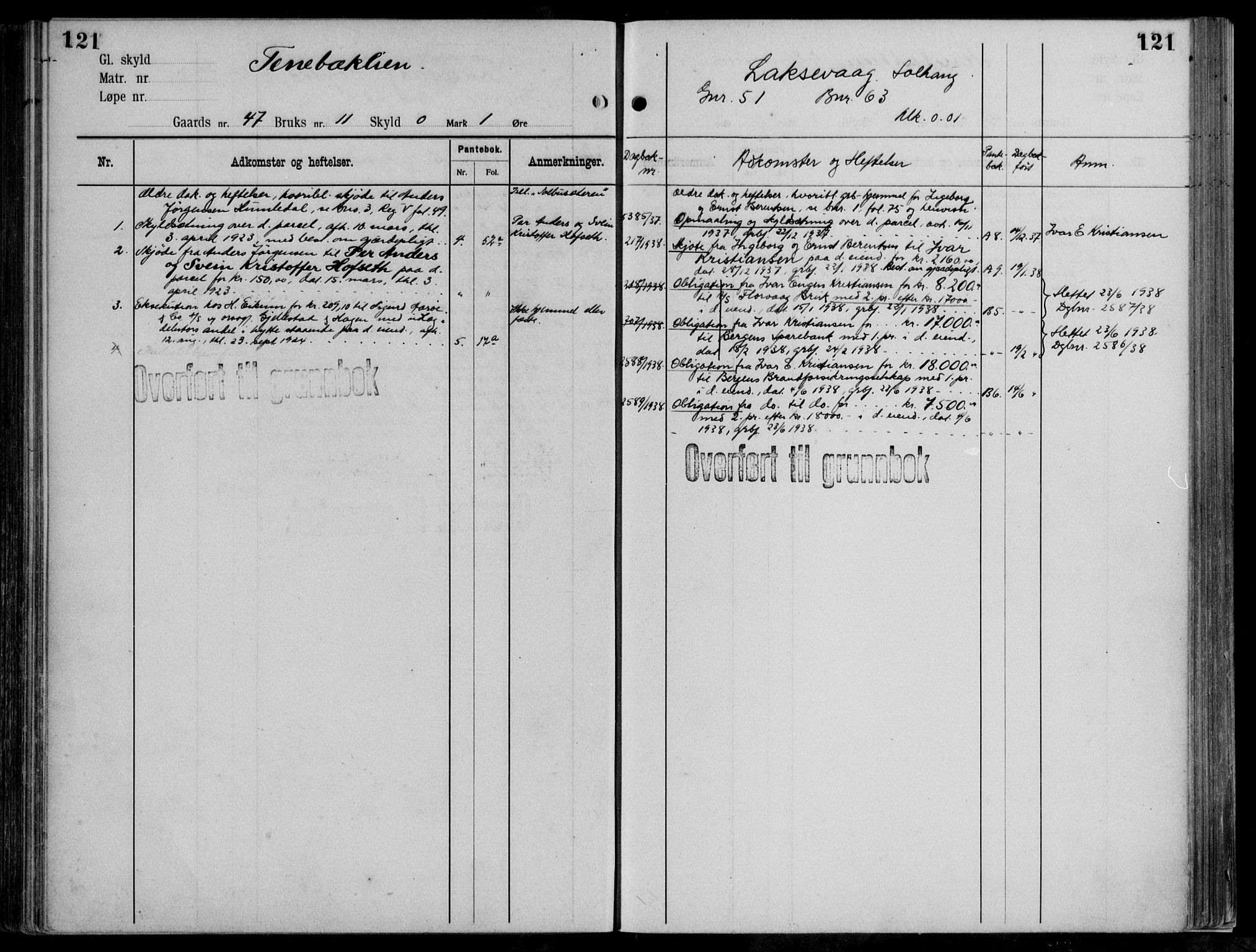 Midhordland sorenskriveri, AV/SAB-A-3001/1/G/Ga/Gab/L0111: Mortgage register no. II.A.b.111, p. 121