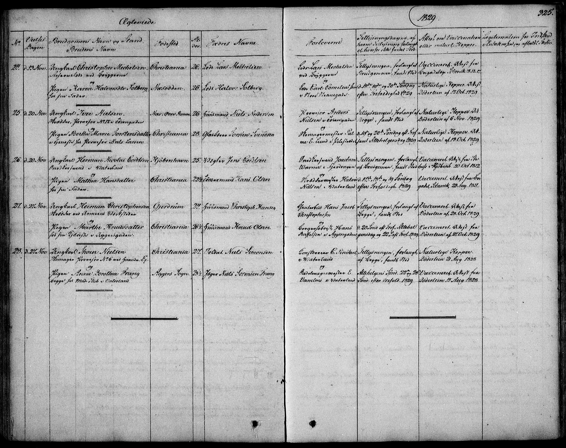 Garnisonsmenigheten Kirkebøker, SAO/A-10846/F/Fa/L0006: Parish register (official) no. 6, 1828-1841, p. 325