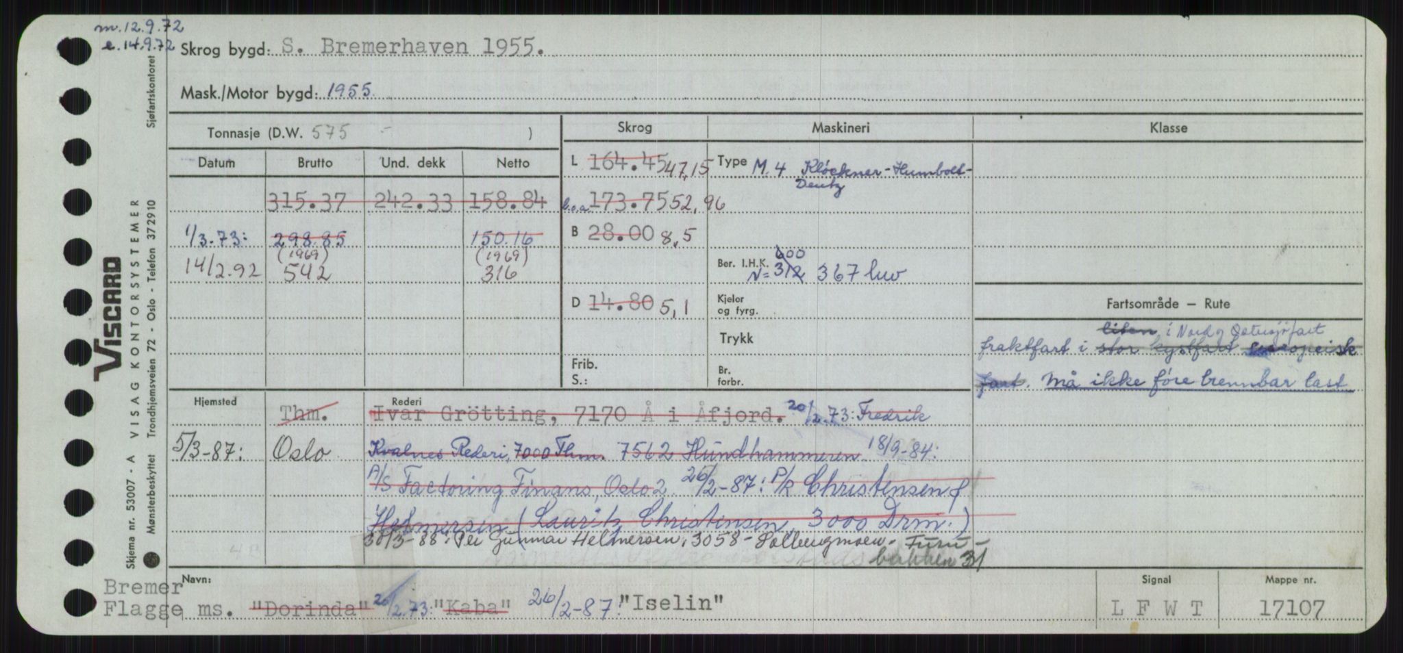 Sjøfartsdirektoratet med forløpere, Skipsmålingen, RA/S-1627/H/Ha/L0003/0001: Fartøy, Hilm-Mar / Fartøy, Hilm-Kol, p. 377