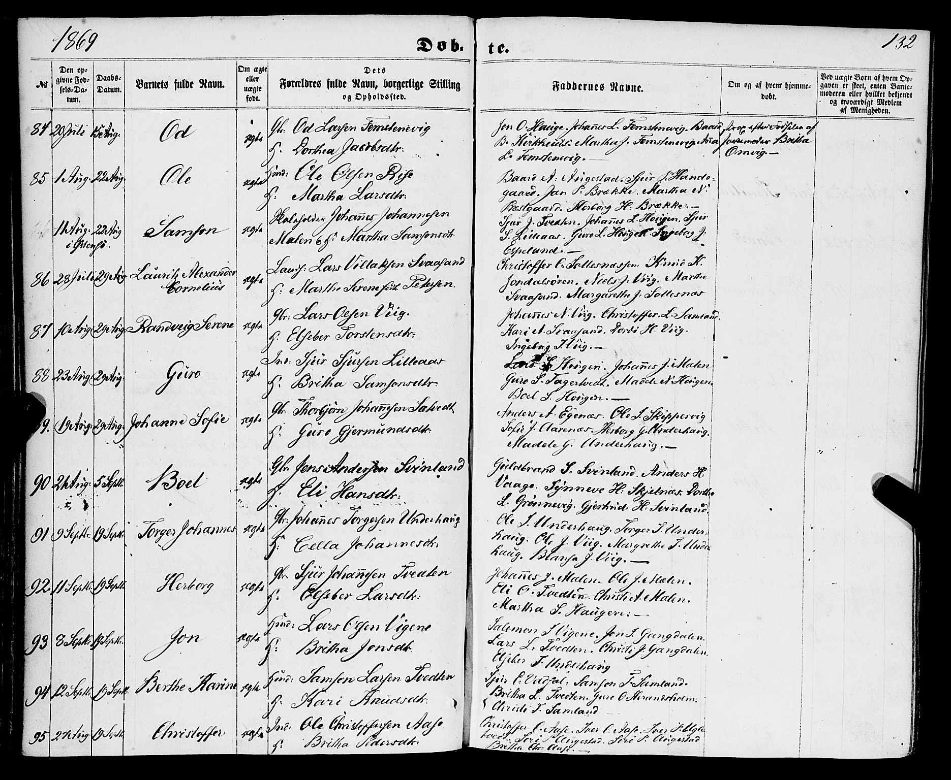 Strandebarm sokneprestembete, SAB/A-78401/H/Haa: Parish register (official) no. A 8, 1858-1872, p. 132