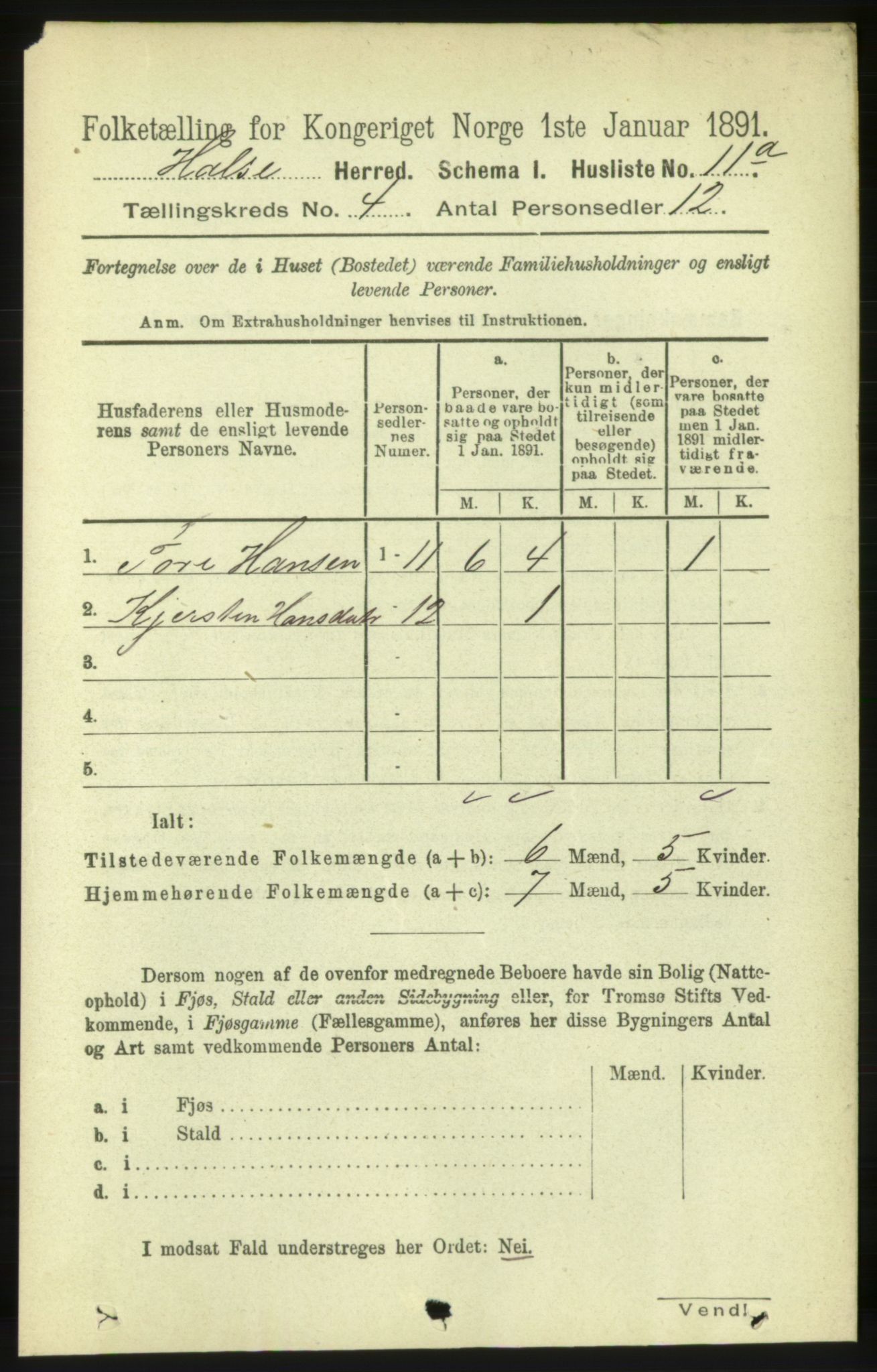 RA, 1891 census for 1571 Halsa, 1891, p. 948