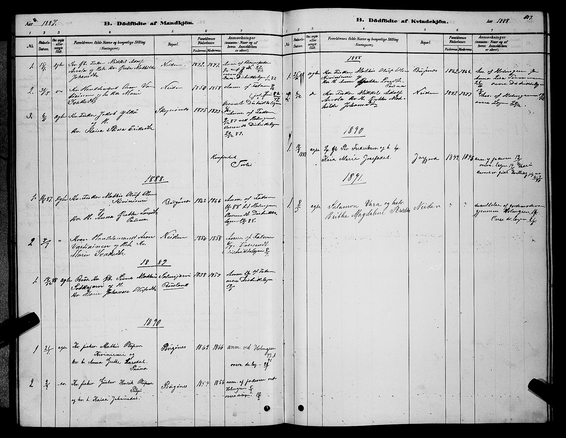 Sør-Varanger sokneprestkontor, AV/SATØ-S-1331/H/Hb/L0003klokker: Parish register (copy) no. 3, 1878-1891, p. 107