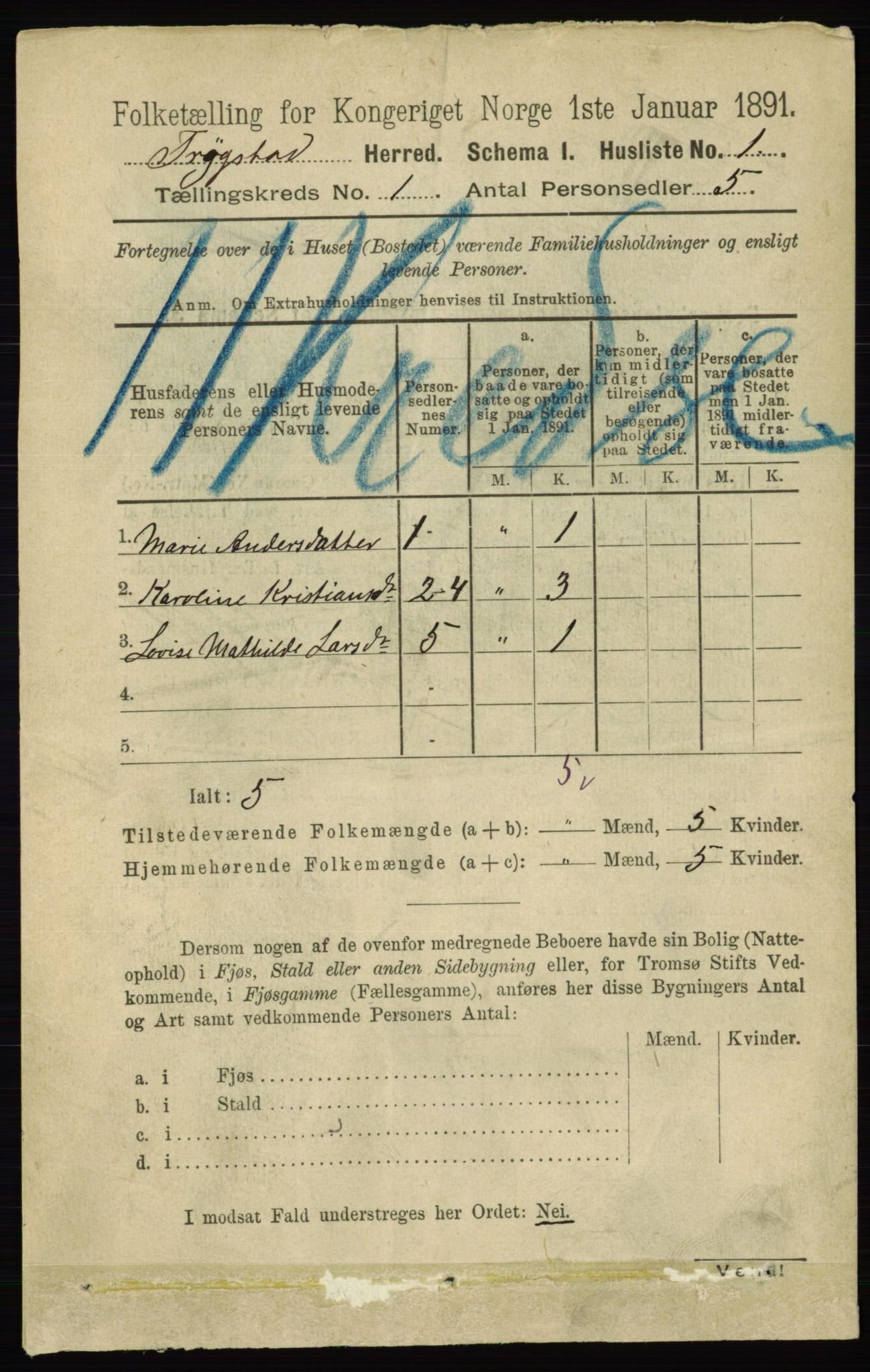 RA, 1891 Census for 0122 Trøgstad, 1891, p. 29