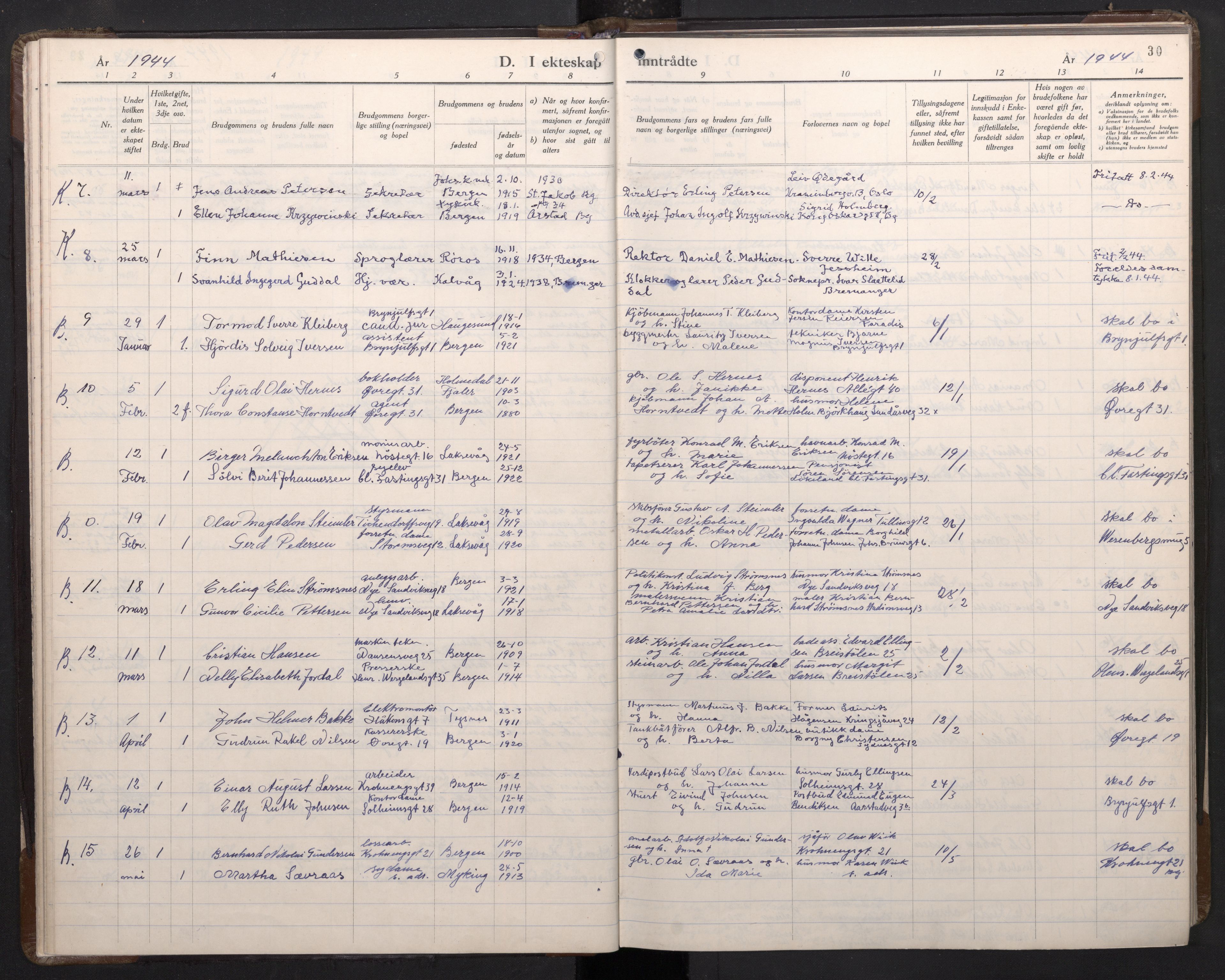 Mariakirken Sokneprestembete, SAB/A-76901/H/Haa/L0019: Parish register (official) no. D 1, 1939-1963, p. 29b-30a