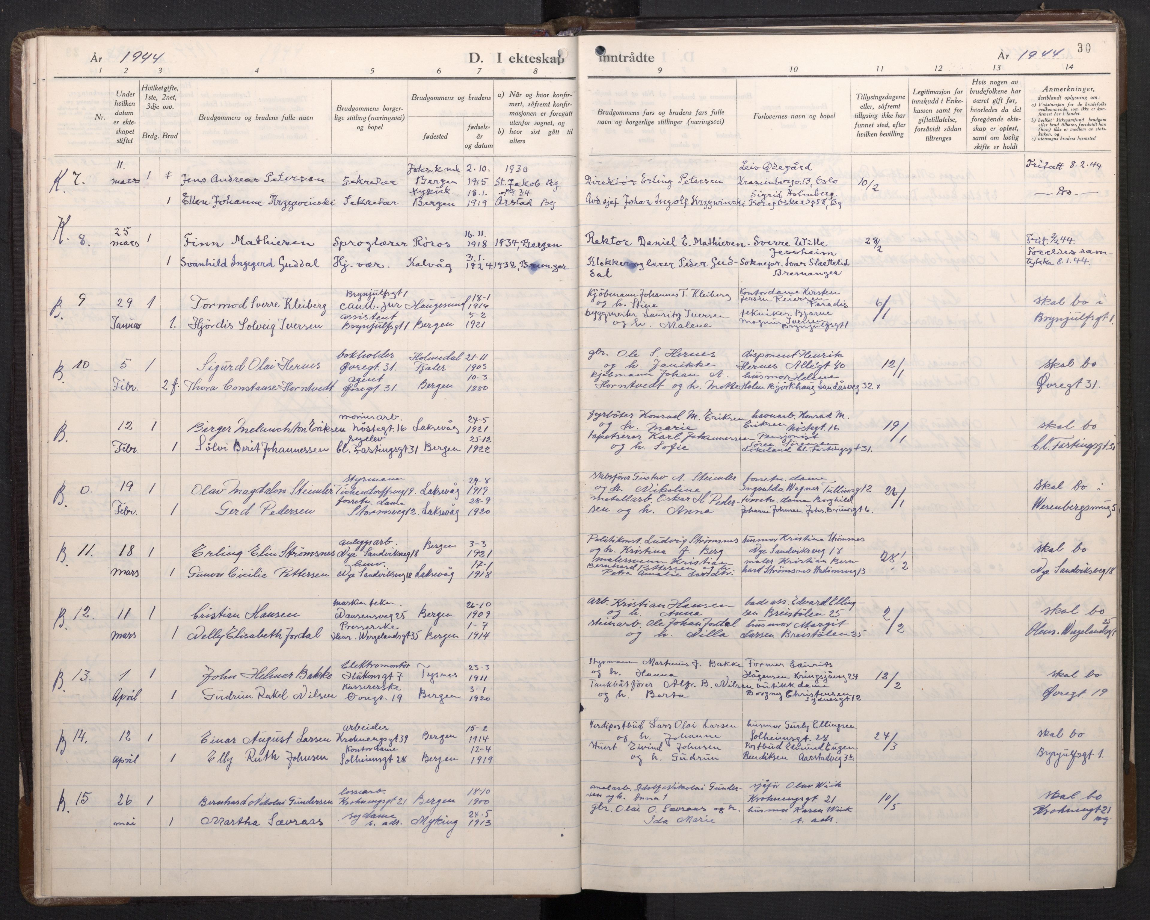 Mariakirken Sokneprestembete, AV/SAB-A-76901/H/Haa/L0019: Parish register (official) no. D 1, 1939-1963, p. 29b-30a