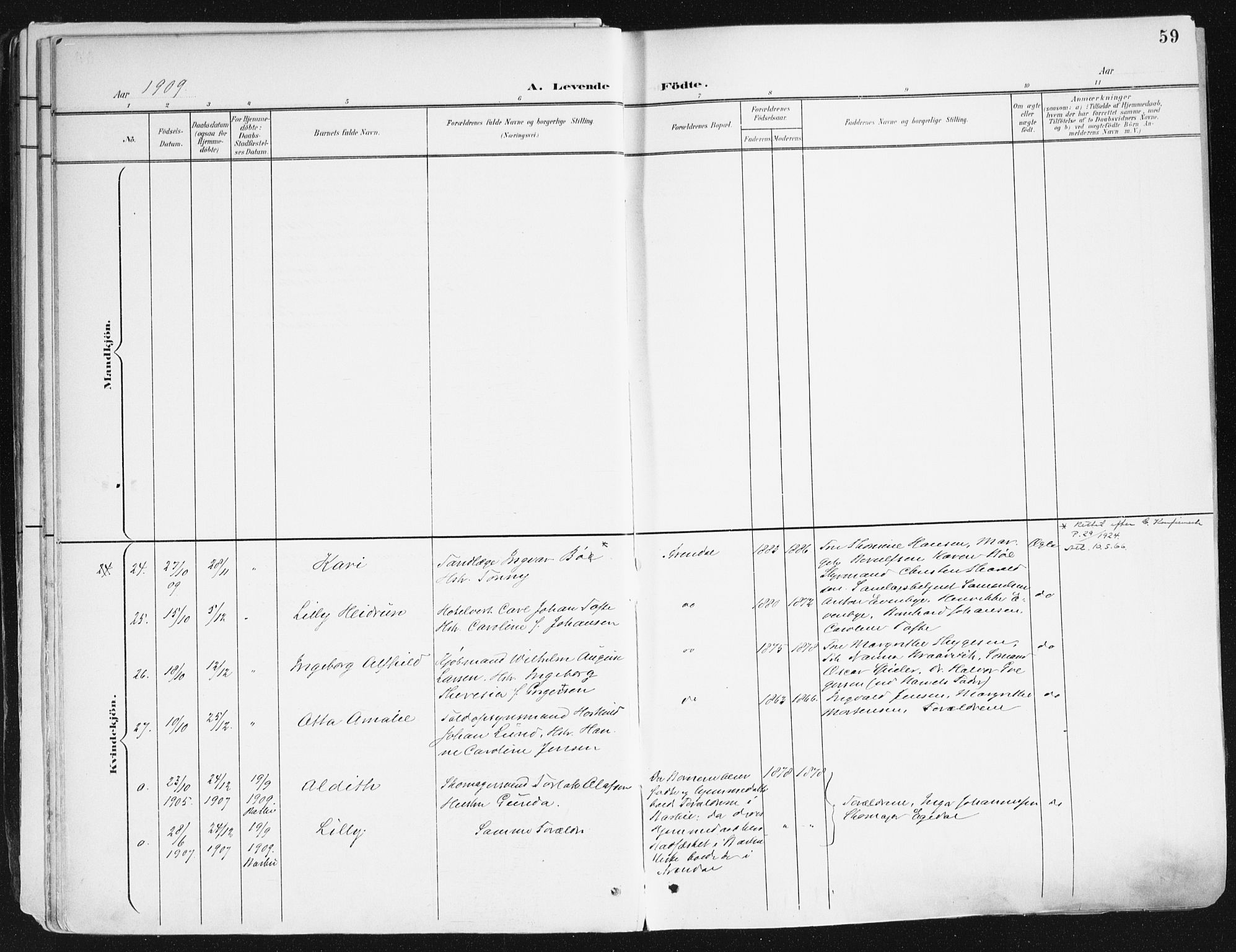 Arendal sokneprestkontor, Trefoldighet, AV/SAK-1111-0040/F/Fa/L0010: Parish register (official) no. A 10, 1900-1919, p. 59