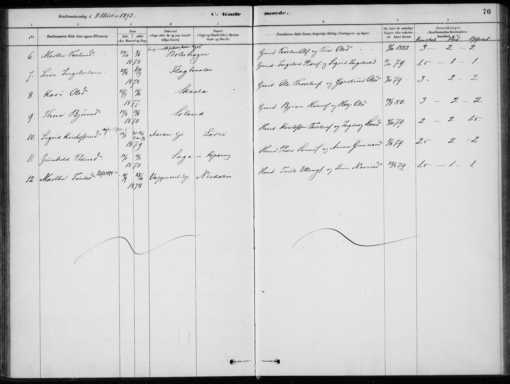 Sigdal kirkebøker, AV/SAKO-A-245/F/Fc/L0001: Parish register (official) no. III 1, 1879-1893, p. 76