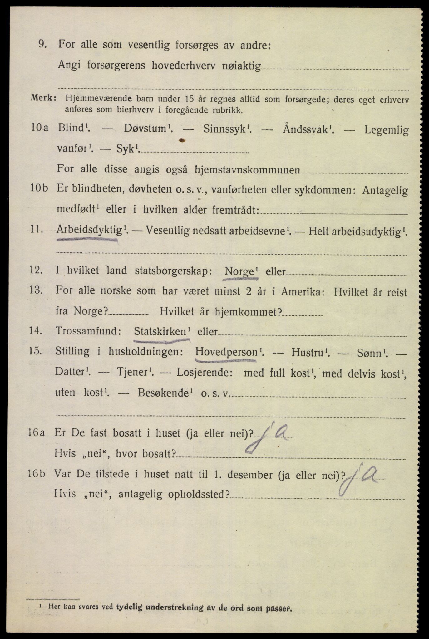 SAK, 1920 census for Oddernes, 1920, p. 13102