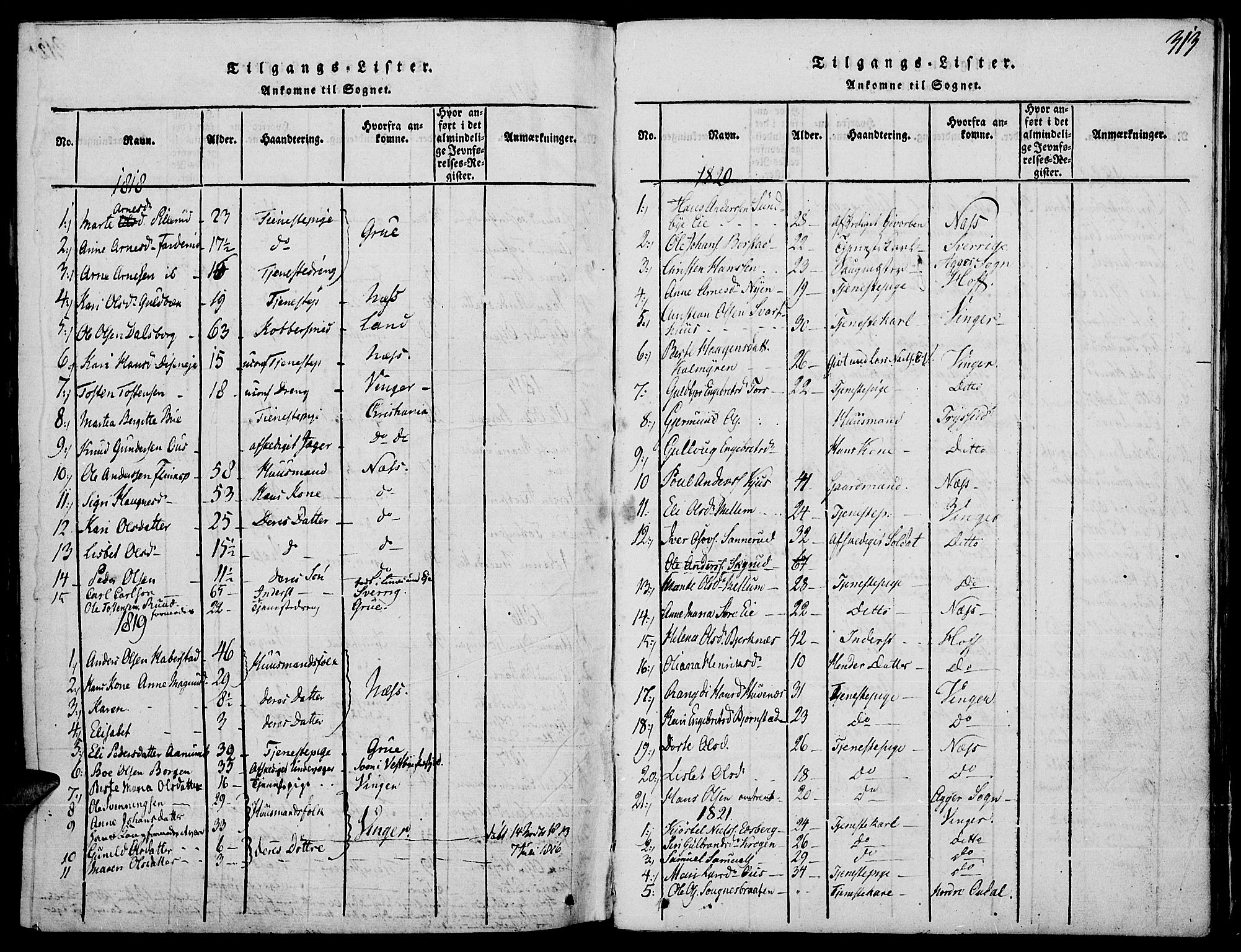 Strøm-Odalen prestekontor, AV/SAH-PREST-028/H/Ha/Haa/L0006: Parish register (official) no. 6, 1814-1850, p. 313