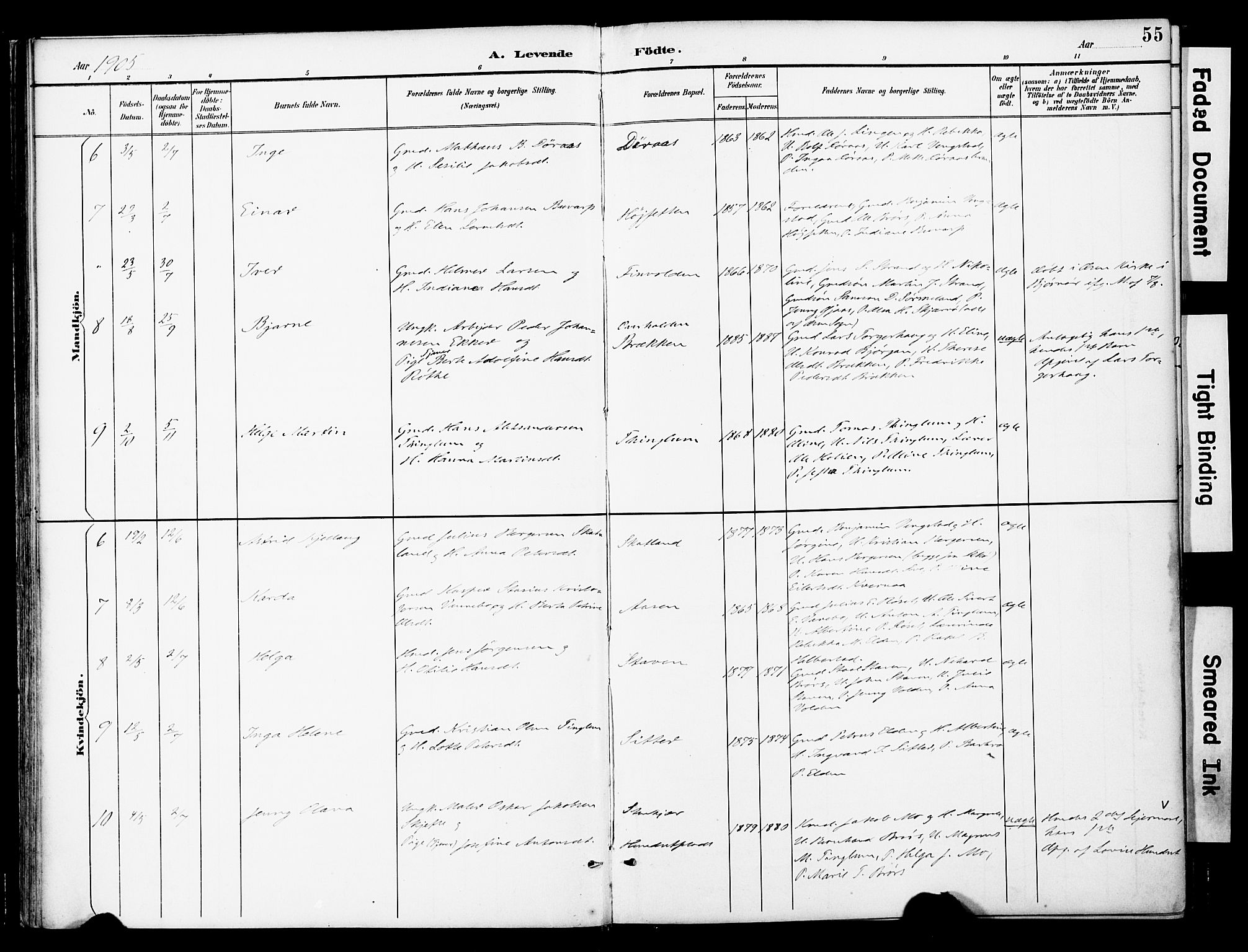 Ministerialprotokoller, klokkerbøker og fødselsregistre - Nord-Trøndelag, SAT/A-1458/742/L0409: Parish register (official) no. 742A02, 1891-1905, p. 55