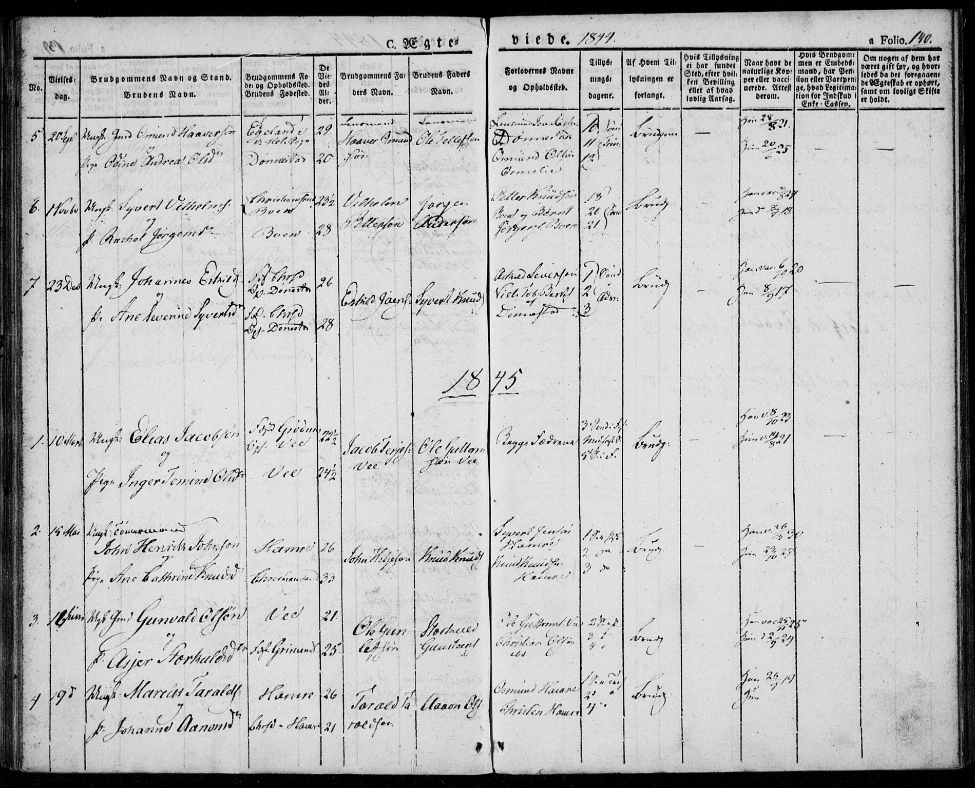 Tveit sokneprestkontor, AV/SAK-1111-0043/F/Fa/L0003: Parish register (official) no. A 3, 1829-1852, p. 140