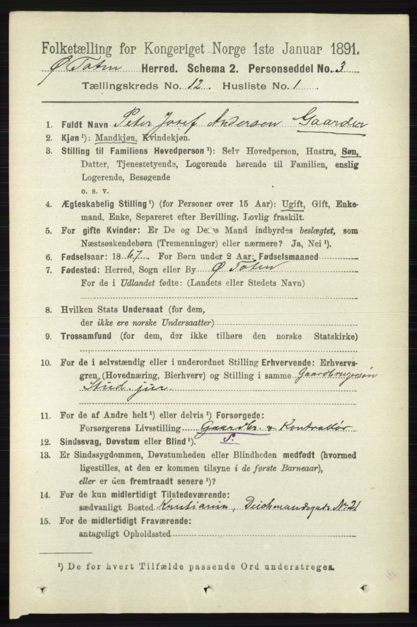 RA, 1891 census for 0528 Østre Toten, 1891, p. 7768