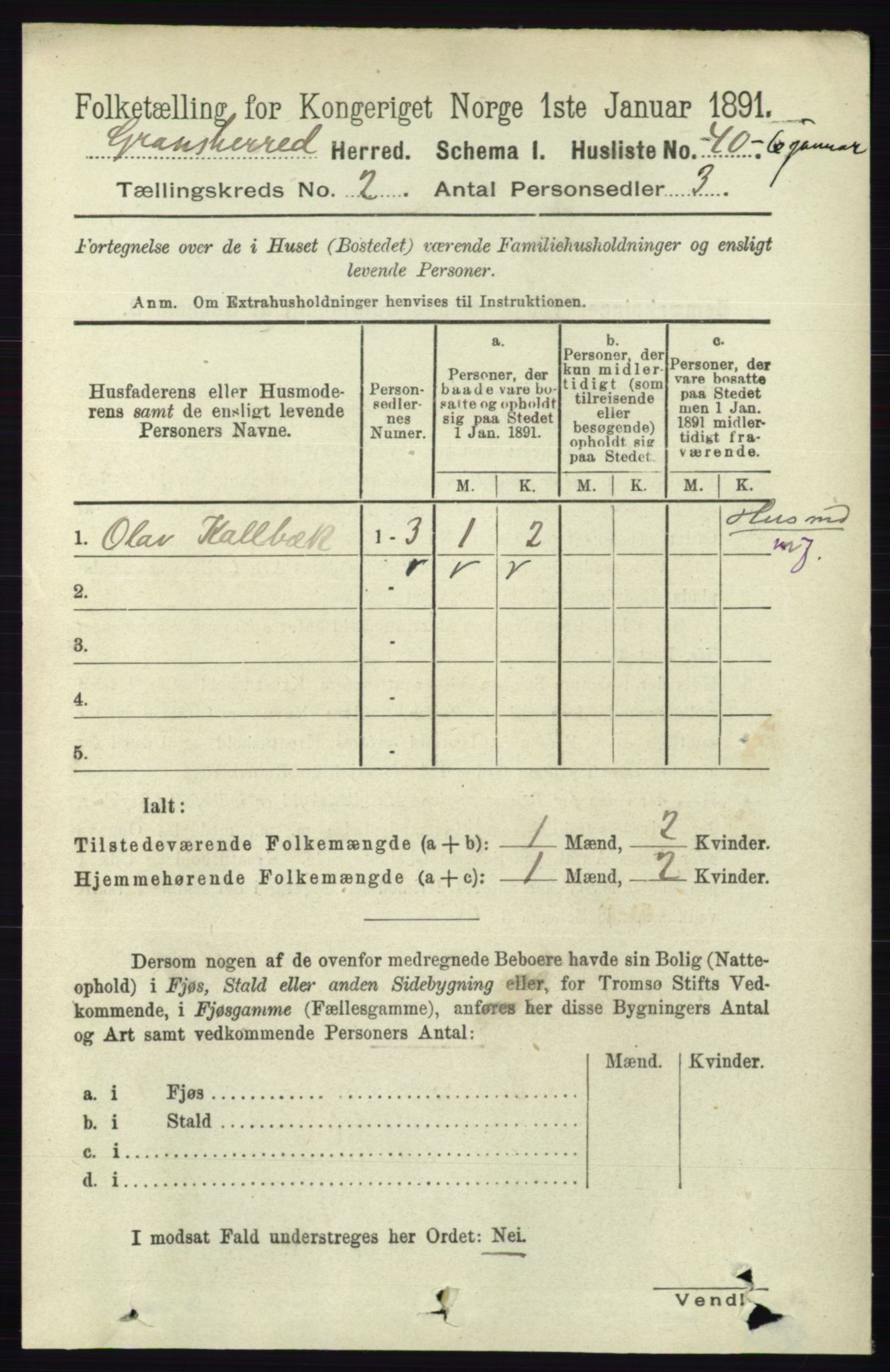 RA, 1891 census for 0824 Gransherad, 1891, p. 284
